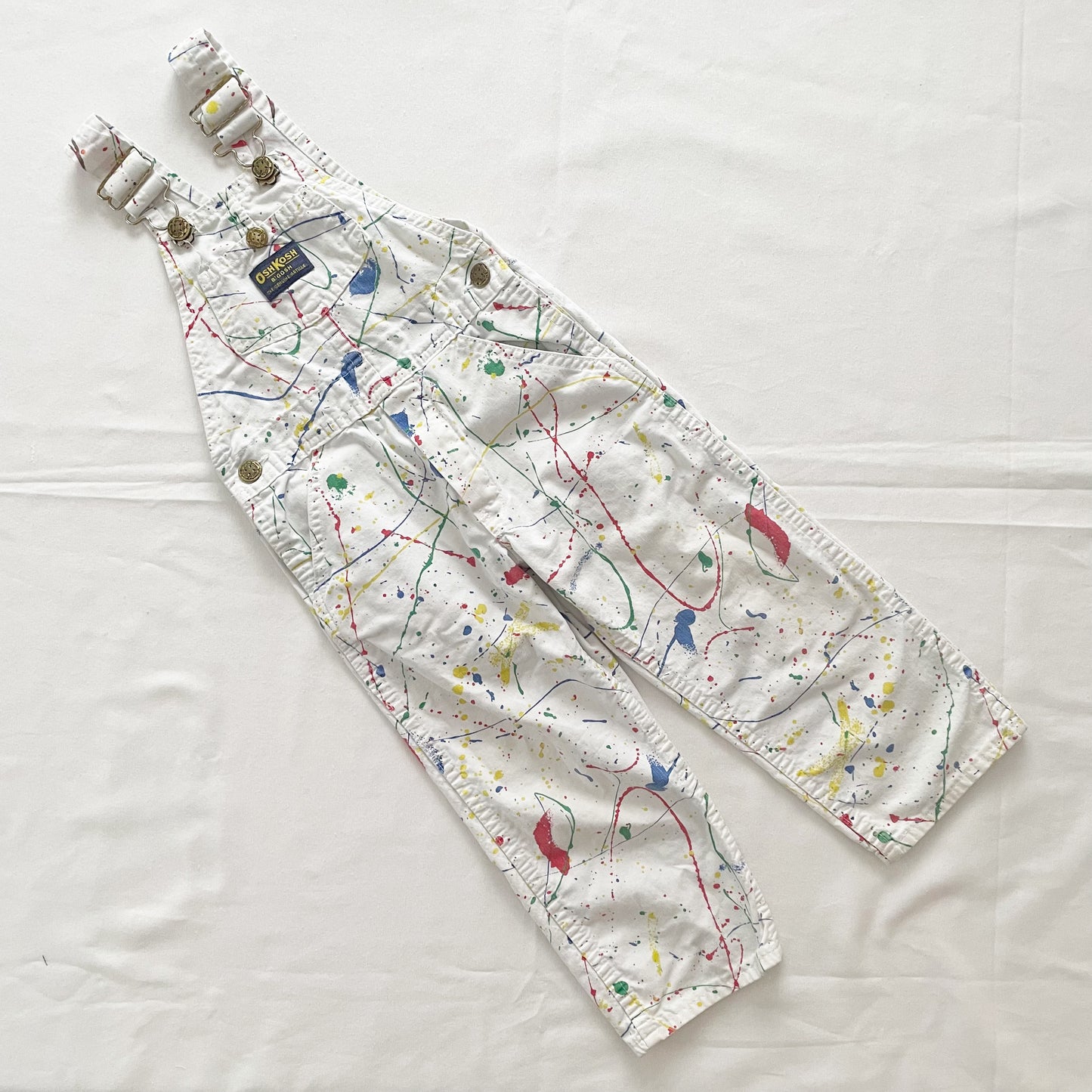 OshKosh Paint Splatter Overalls - Yellow Clover Vintage Kids Clothes