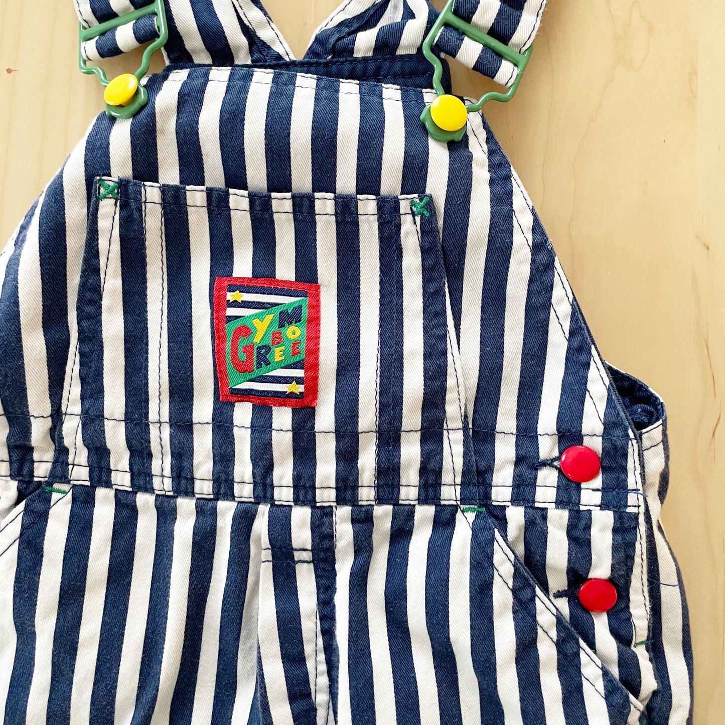 Gymboree Striped Patch Overalls - Yellow Clover Vintage Kids Clothes
