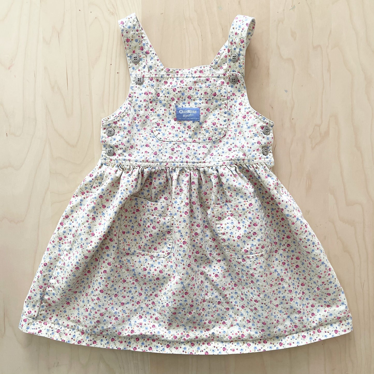 OshKosh Dainty Floral Print Pinafore - Yellow Clover Vintage Kids Clothes