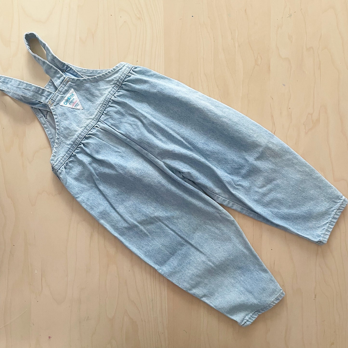 OshKosh Light Wash Bubble Overalls - Yellow Clover Vintage Kids Clothes