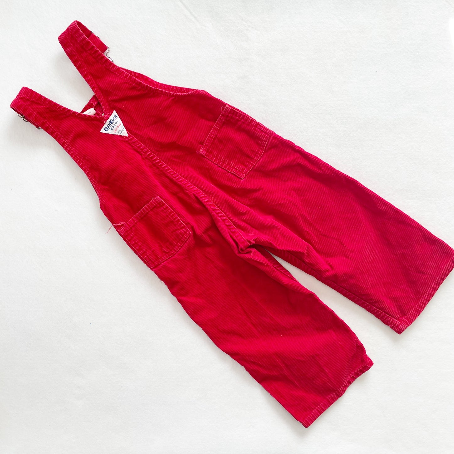 OshKosh Red Cord Classic Overalls - Yellow Clover Vintage Kids Clothes
