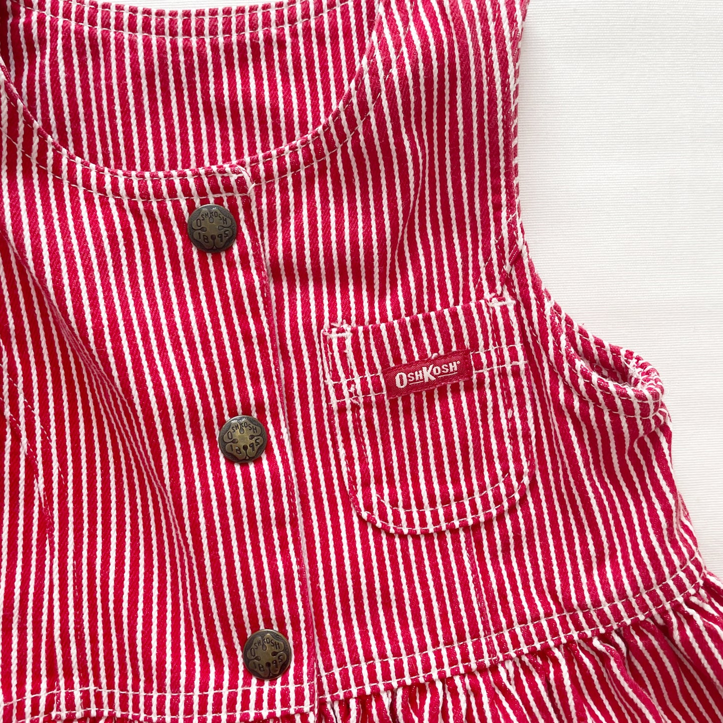 OshKosh Red Hickory Striped Dress - Yellow Clover Vintage Kids Clothes