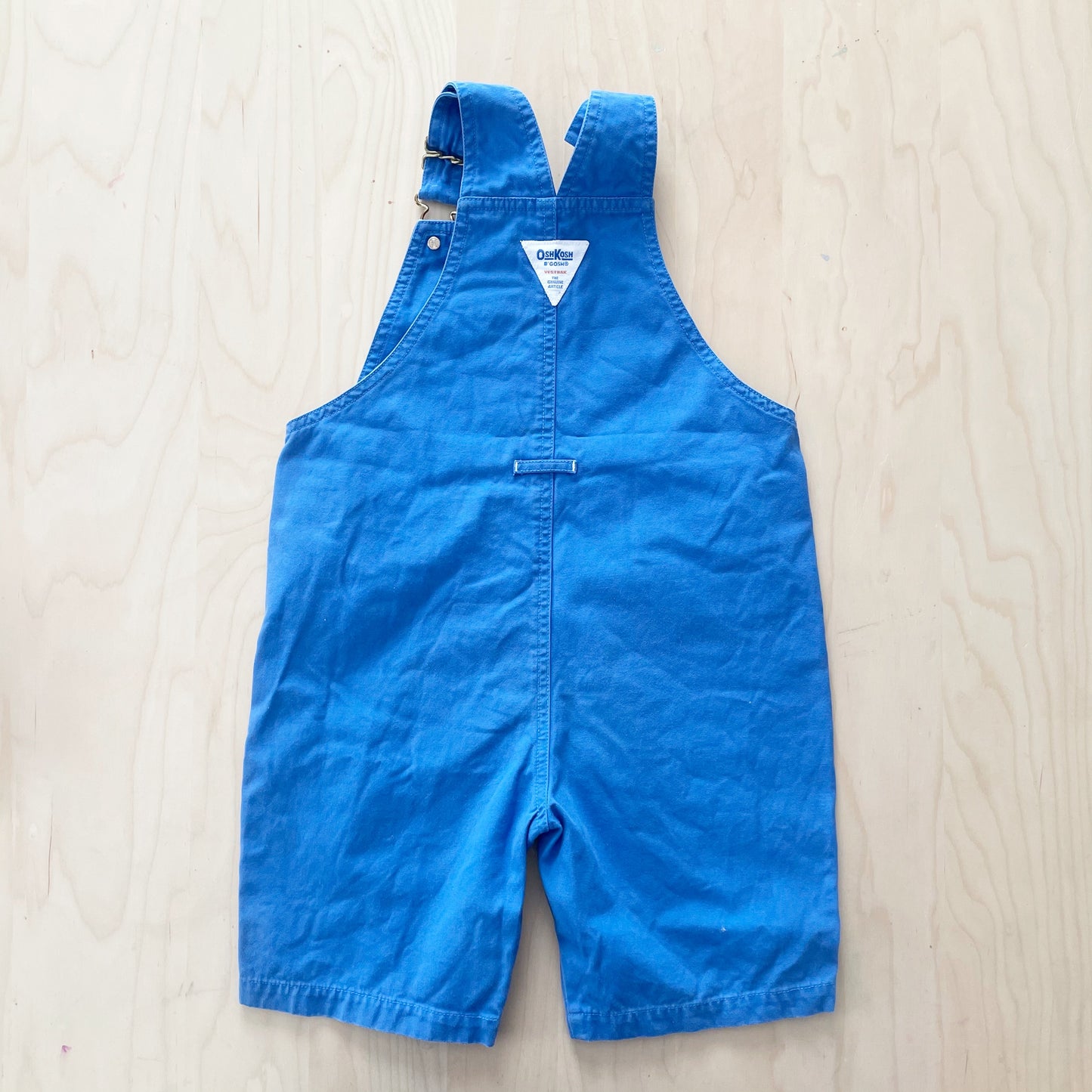 OshKosh Sky Blue Baggy Shortalls - Yellow Clover Vintage Kids Clothes