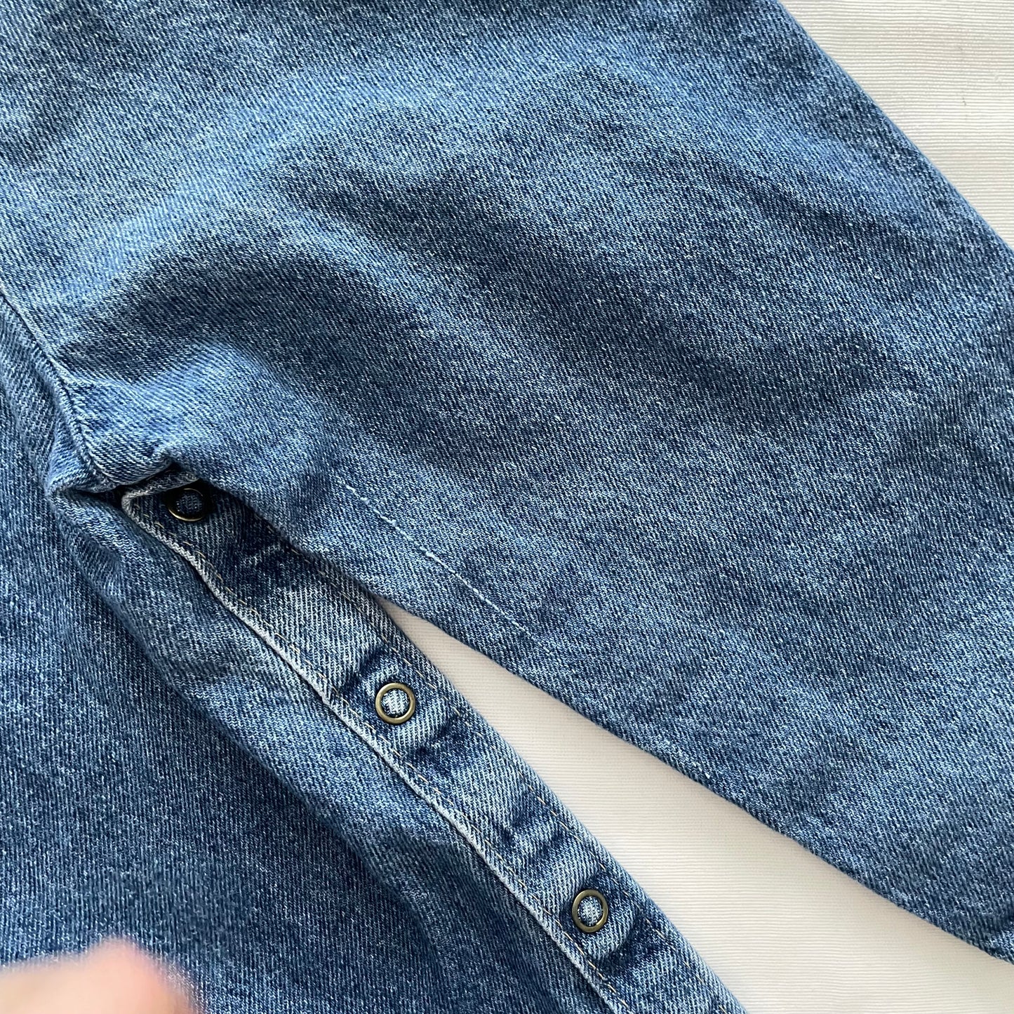 OshKosh Medium Wash Scoop Cut Denim Overalls - Yellow Clover Vintage Kids Clothes