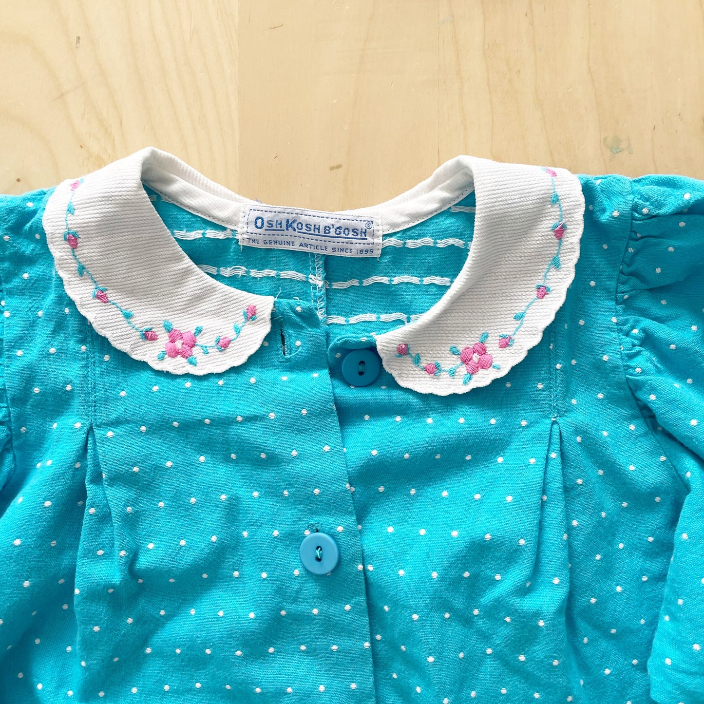 OshKosh Turquoise Dot Collared Romper