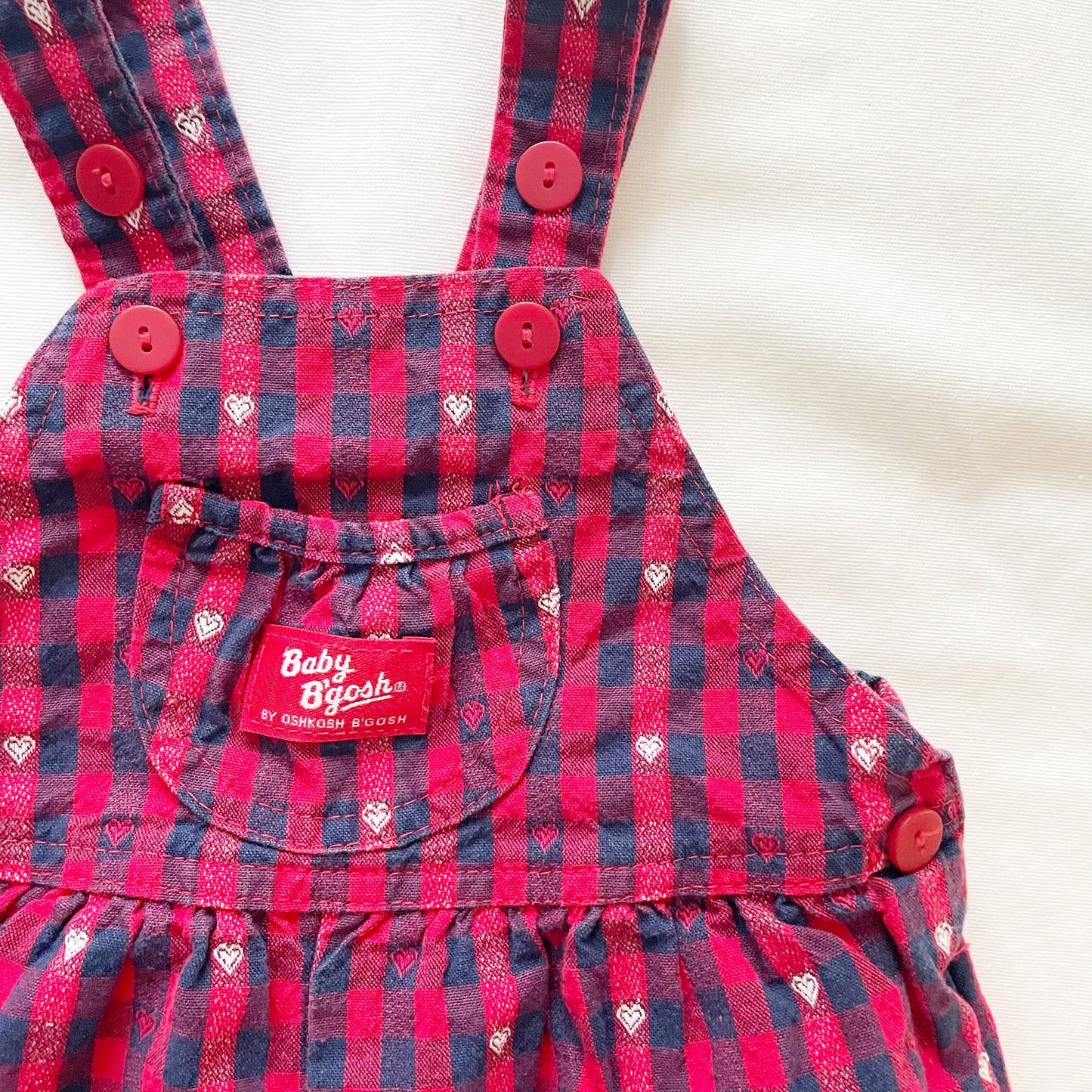 Baby B’gosh Heart Woven Gingham Cuffed Overalls