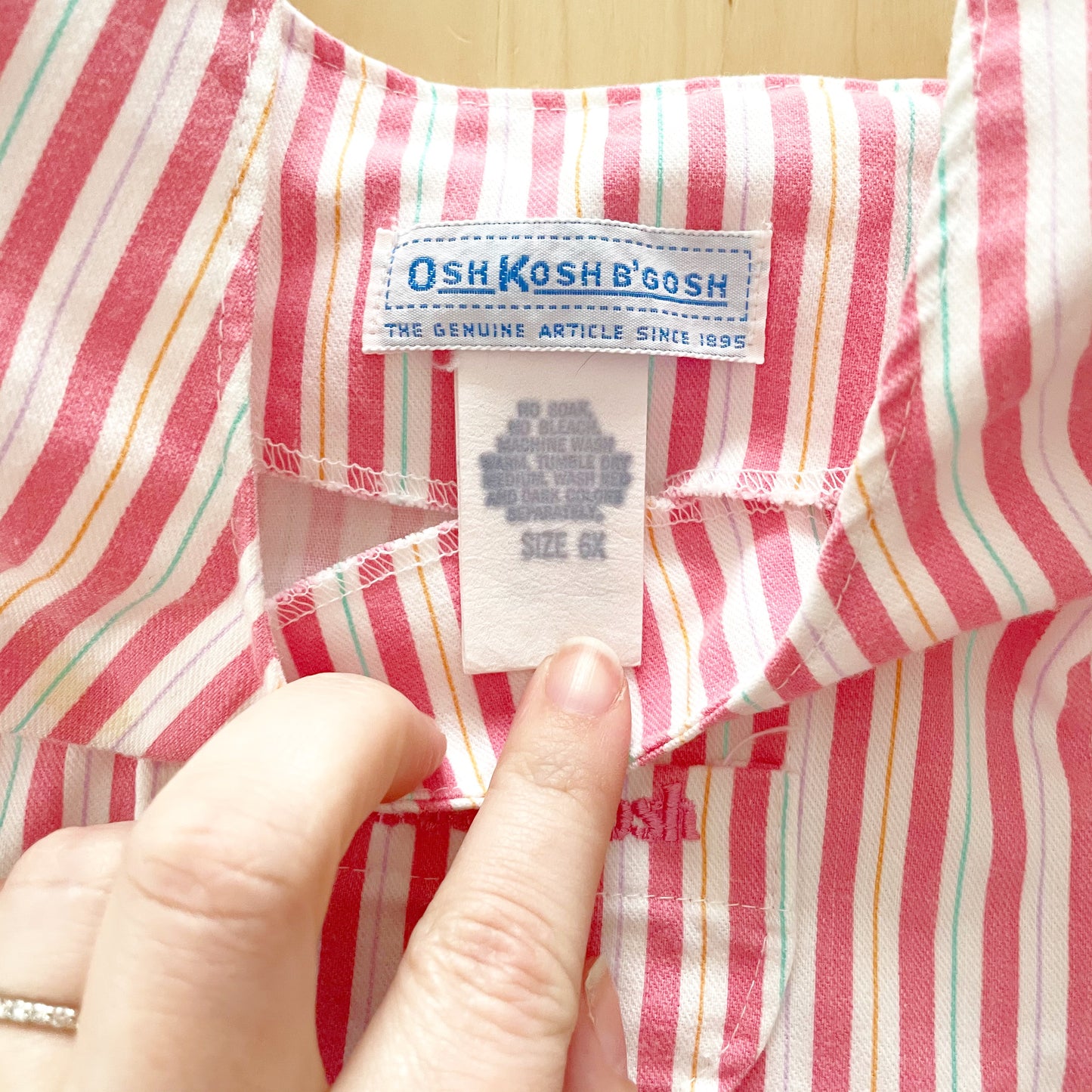 OshKosh Striped Pink Pinafore - Yellow Clover Vintage Kids Clothes