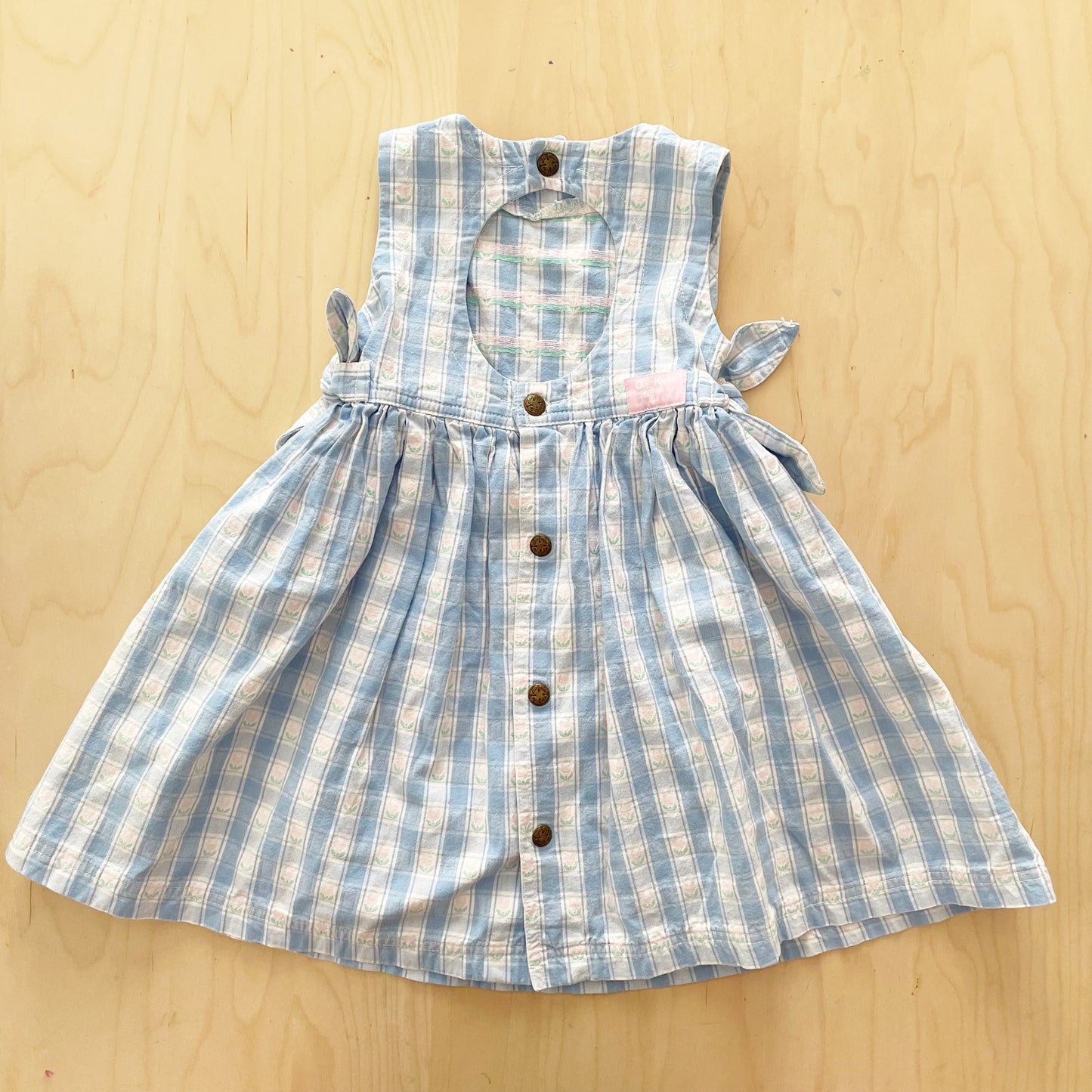 OshKosh Flower Woven Open Back Dress - Yellow Clover Vintage Kids Clothes