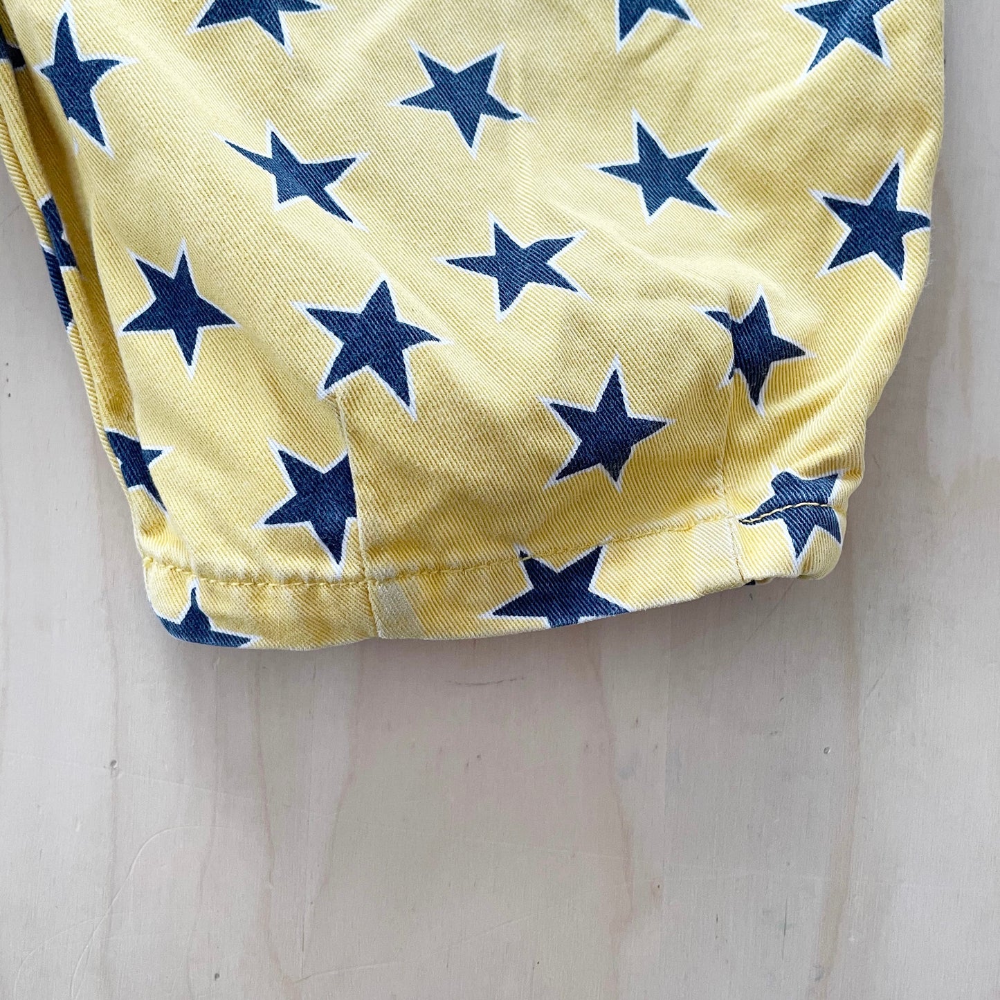 OshKosh Star Print Baggy Cut Shortalls - Yellow Clover Vintage Kids Clothes