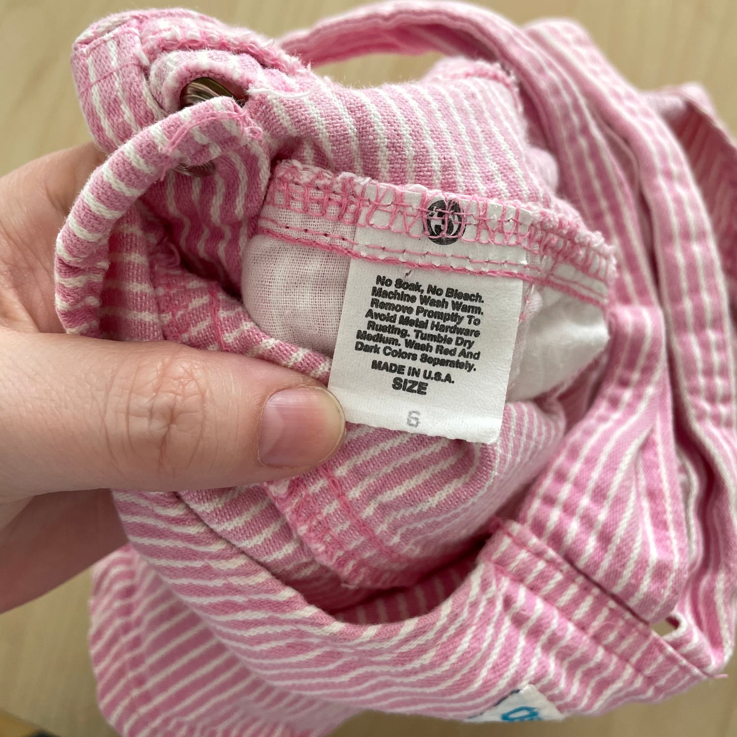 OshKosh Pink Engineer Stripe Shortalls - Yellow Clover Vintage Kids Clothes