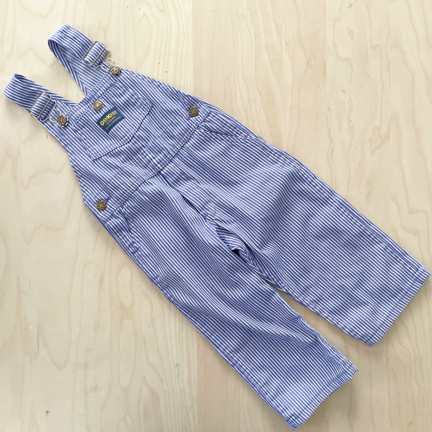 OshKosh Purple Engineer Stripe Overalls - Yellow Clover Vintage Kids Clothes
