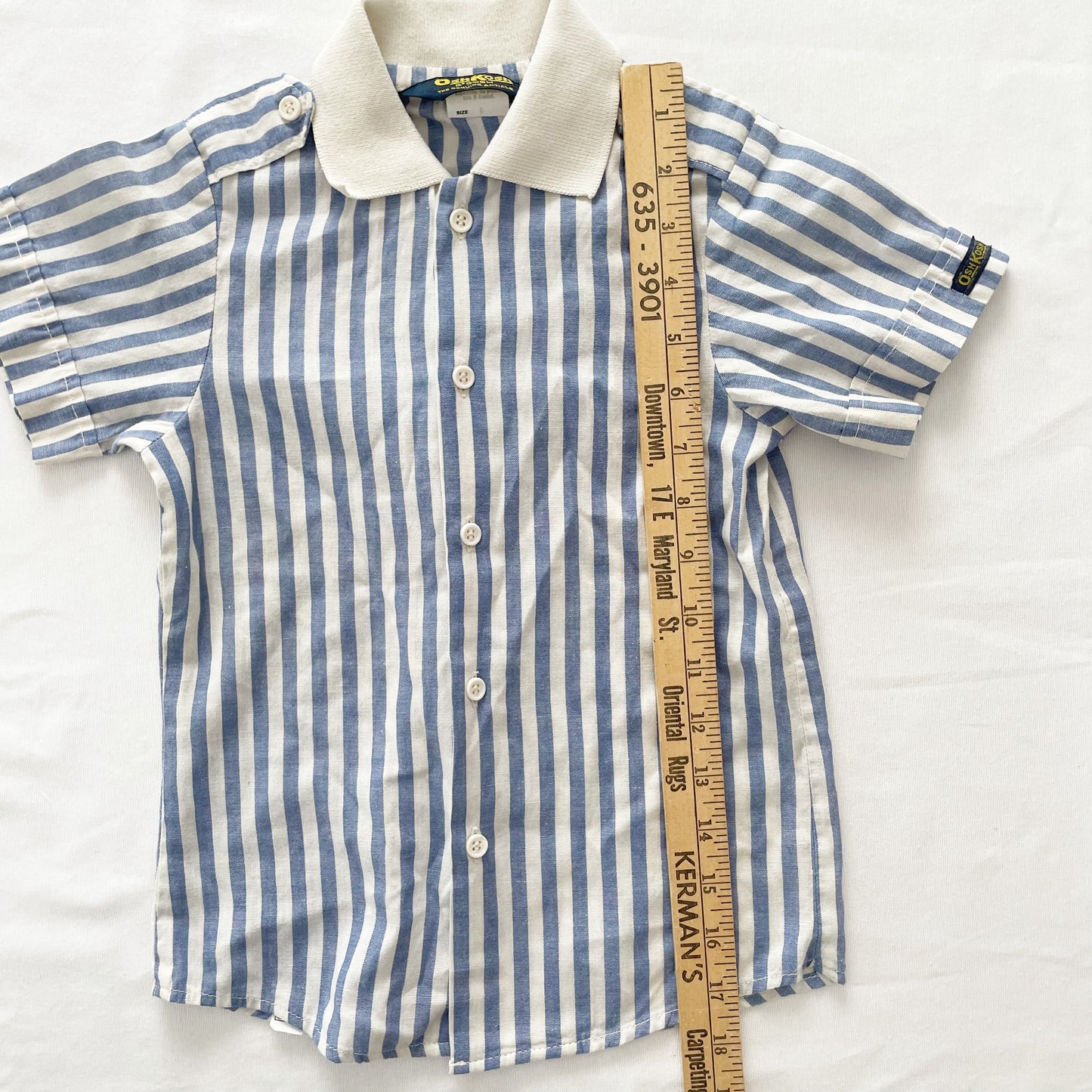 OshKosh Blue Stripe Button Up Shirt - Yellow Clover Vintage Kids Clothes
