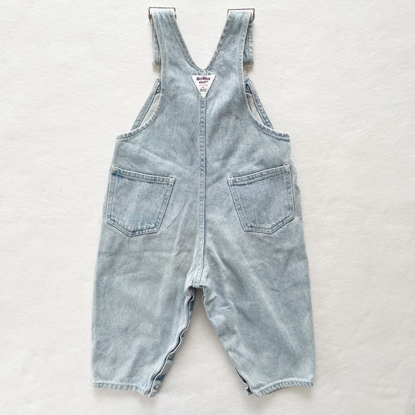 OshKosh Light Wash Denim Overalls - Yellow Clover Vintage Kids Clothes