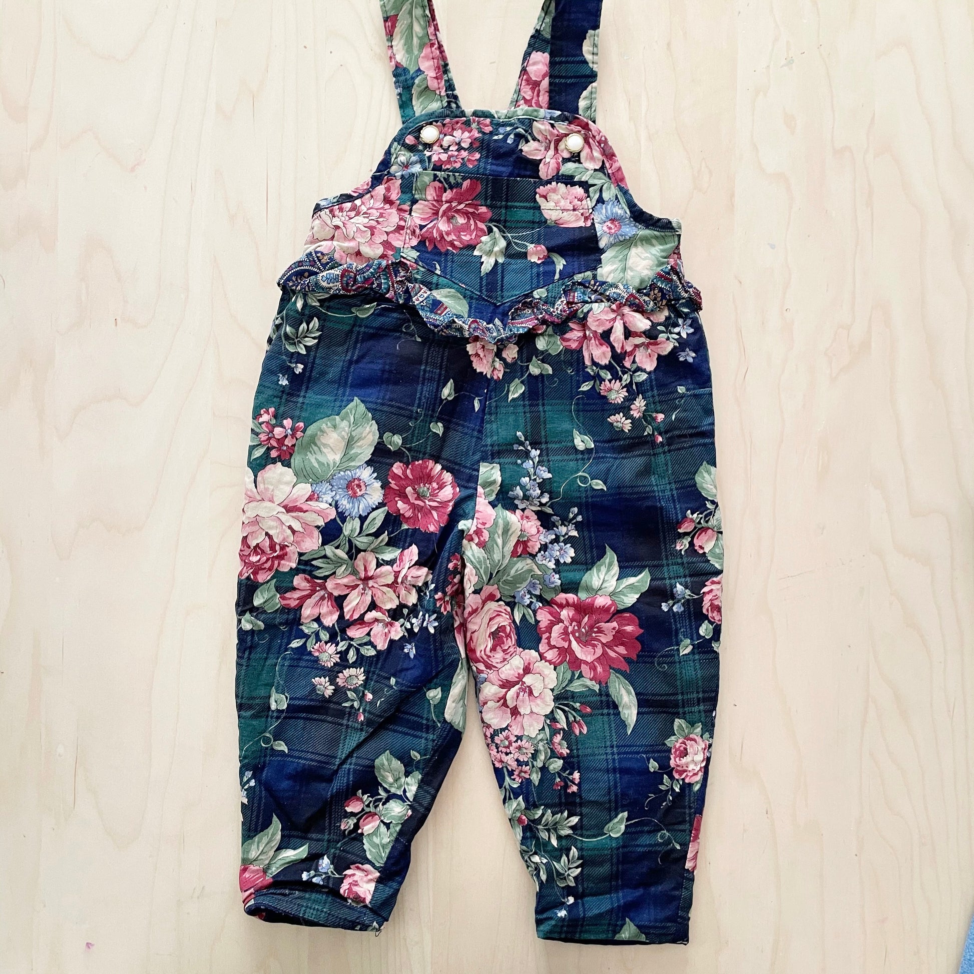 Vintage Floral Lined Cotton Romper - Yellow Clover Vintage Kids Clothes