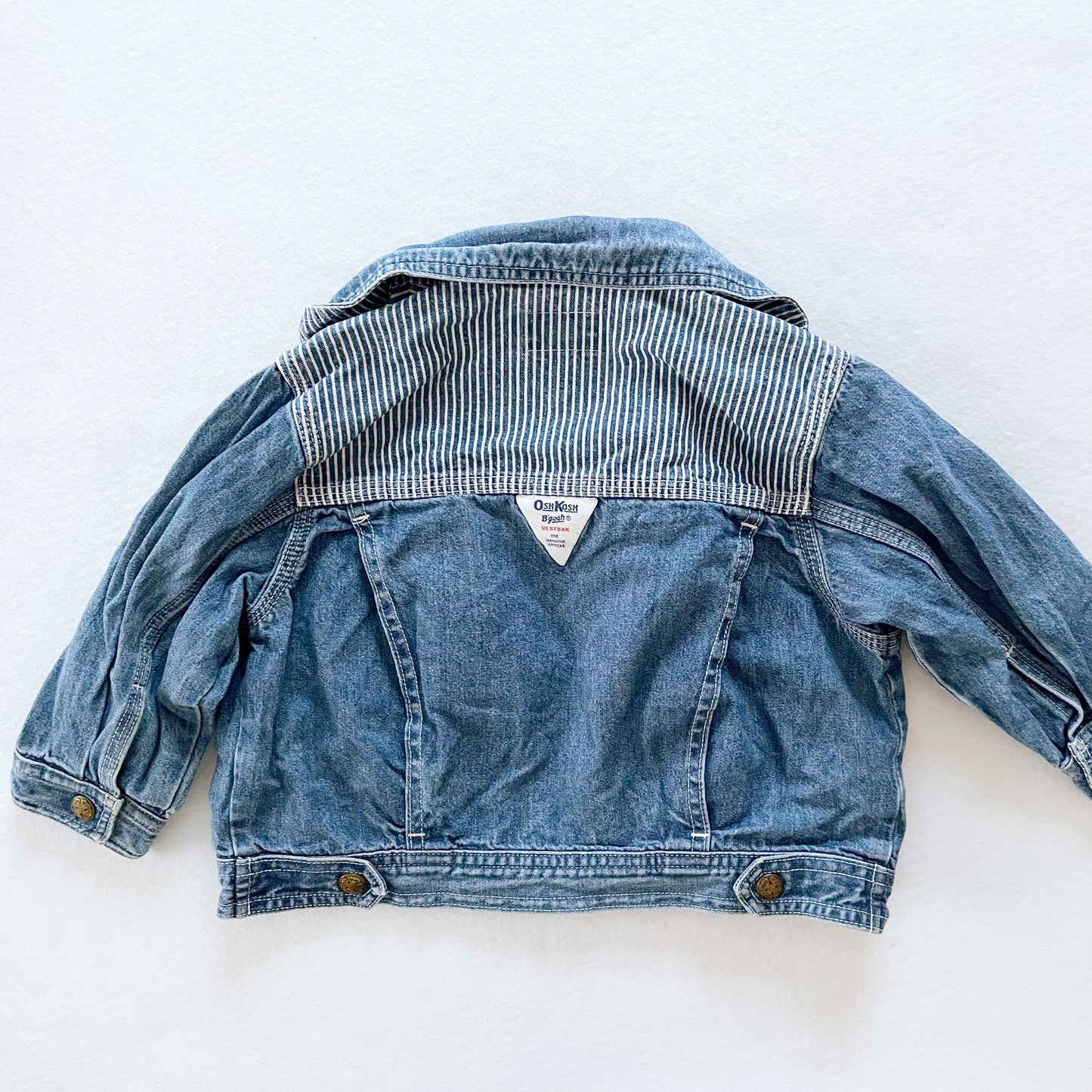 OshKosh Stripe Accent Denim Jacket - Yellow Clover Vintage Kids Clothes