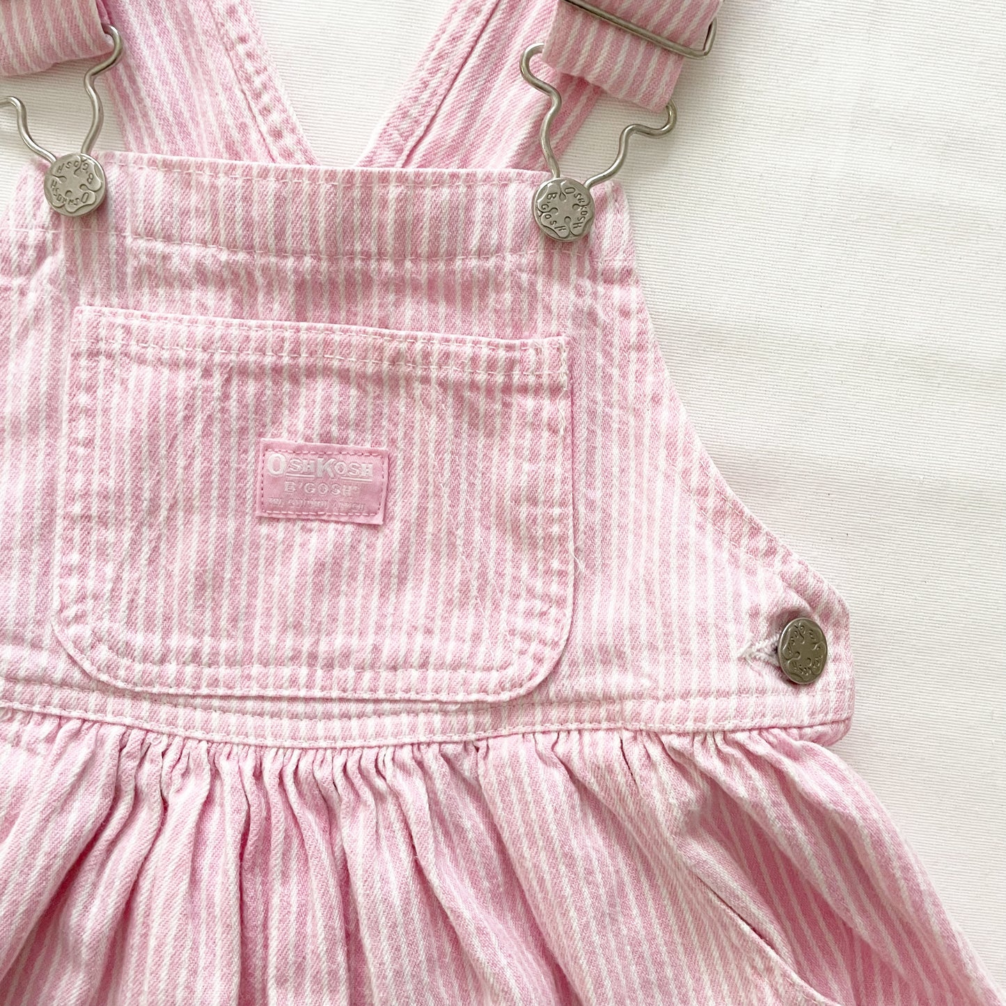 OshKosh Pink Hickory Stripe Skirtall - Yellow Clover Vintage Kids Clothes