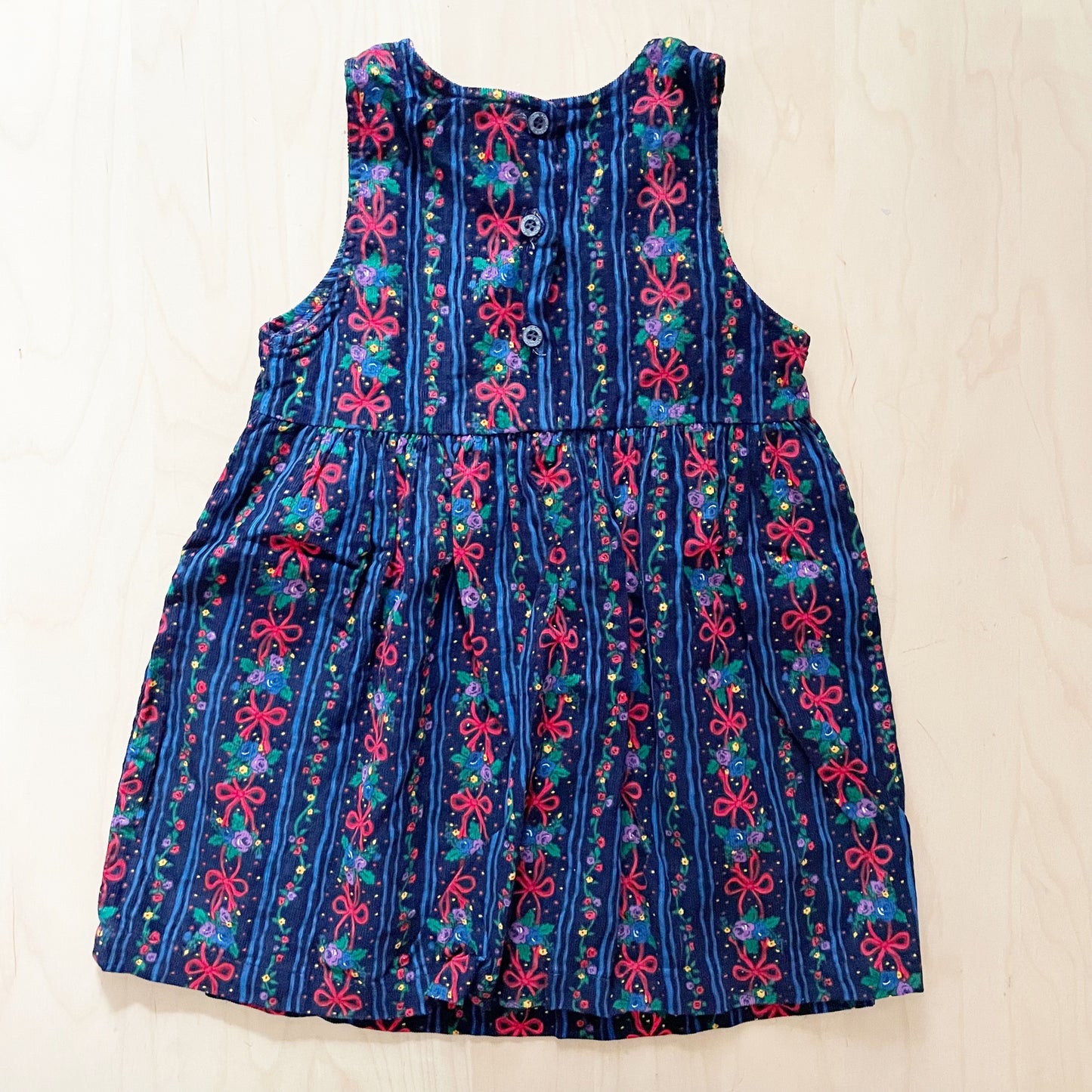 New Old Stock OshKosh Black Floral Ribbon Cord Dress - Yellow Clover Vintage Kids Clothes