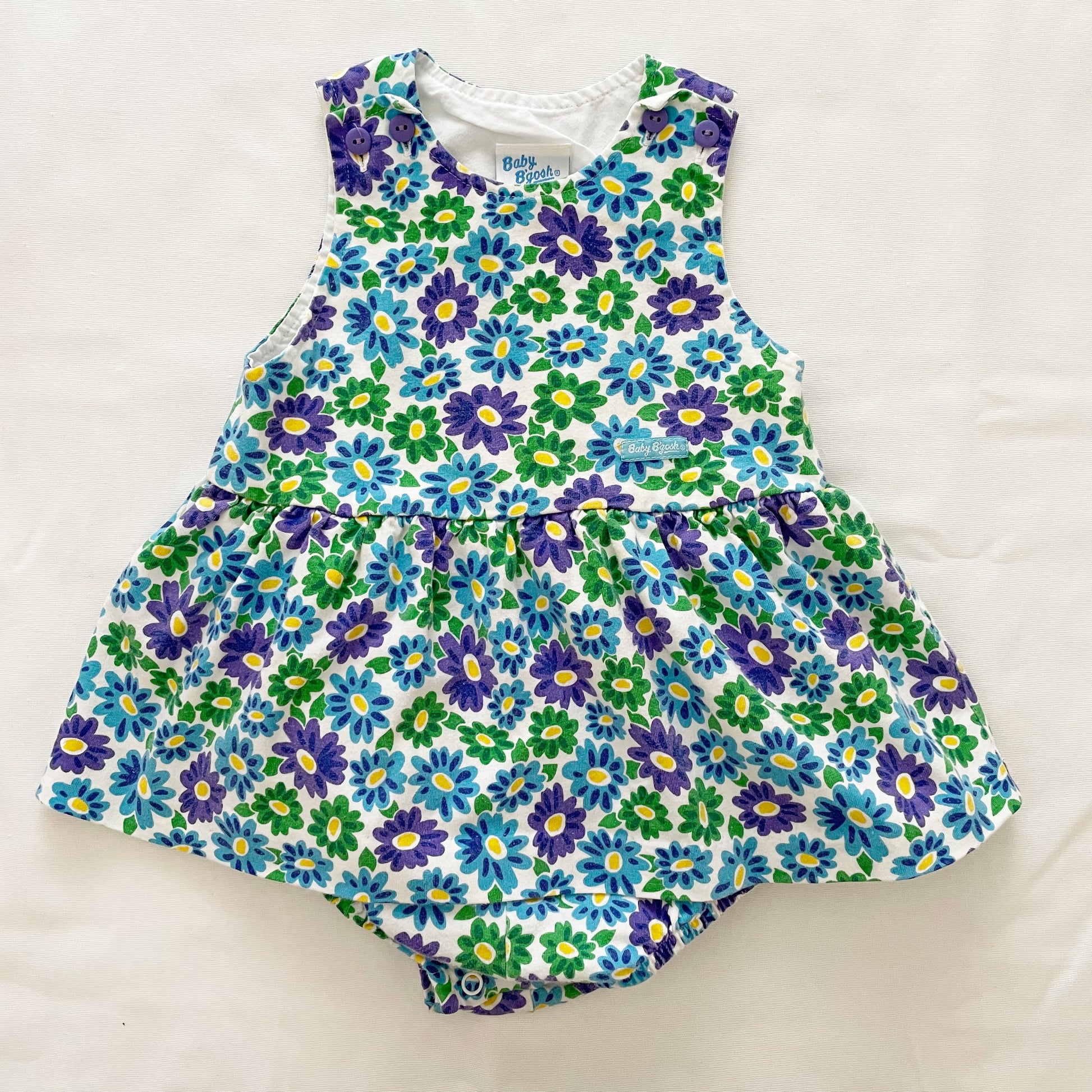 Baby B’gosh Daisy Floral Skirted Bubble Romper - Yellow Clover Vintage Kids Clothes