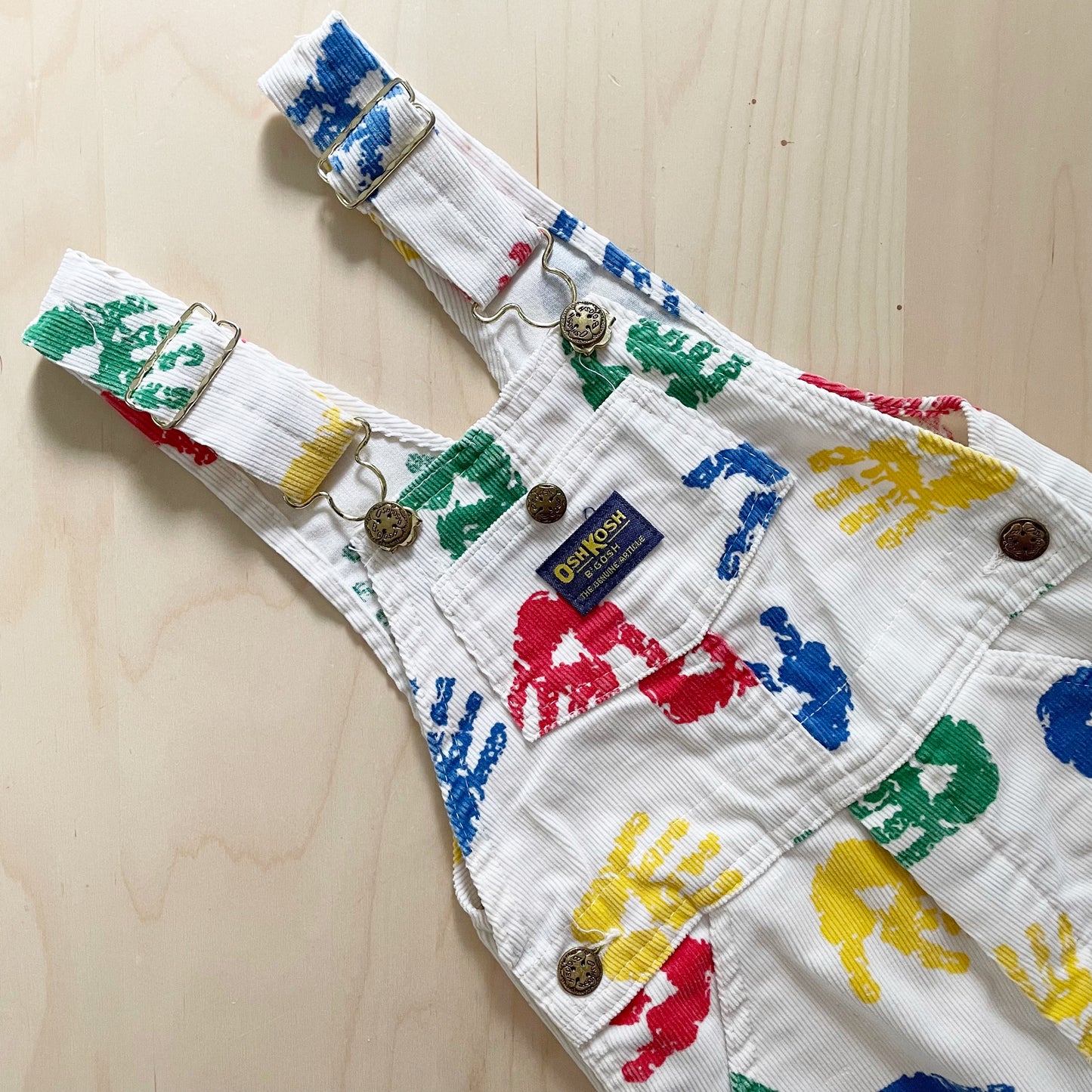 Vintage OshKosh Cord Handprint Overalls