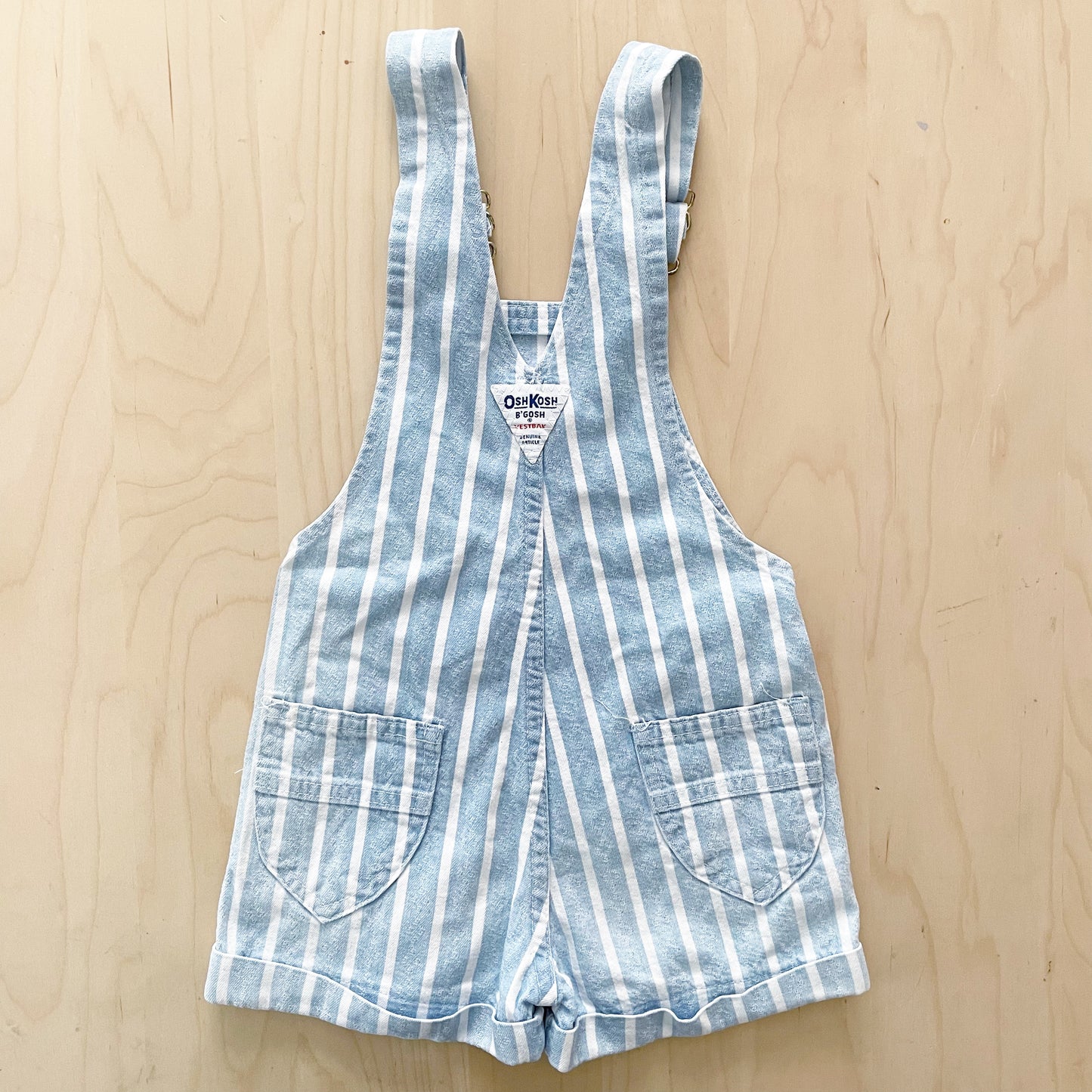 OshKosh Light Wash Stripe Overalls - Yellow Clover Vintage Kids Clothes