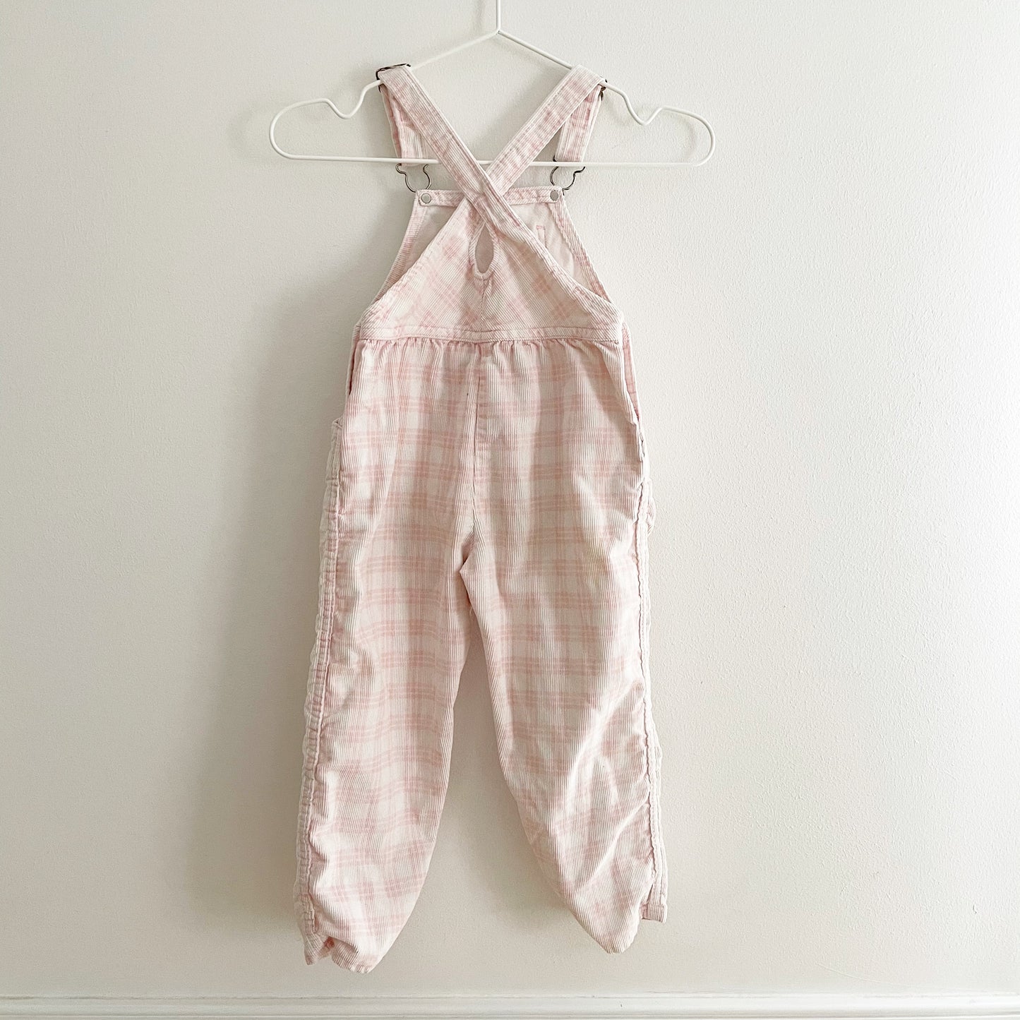 OshKosh Plaid Cord Keyhole Back Overalls