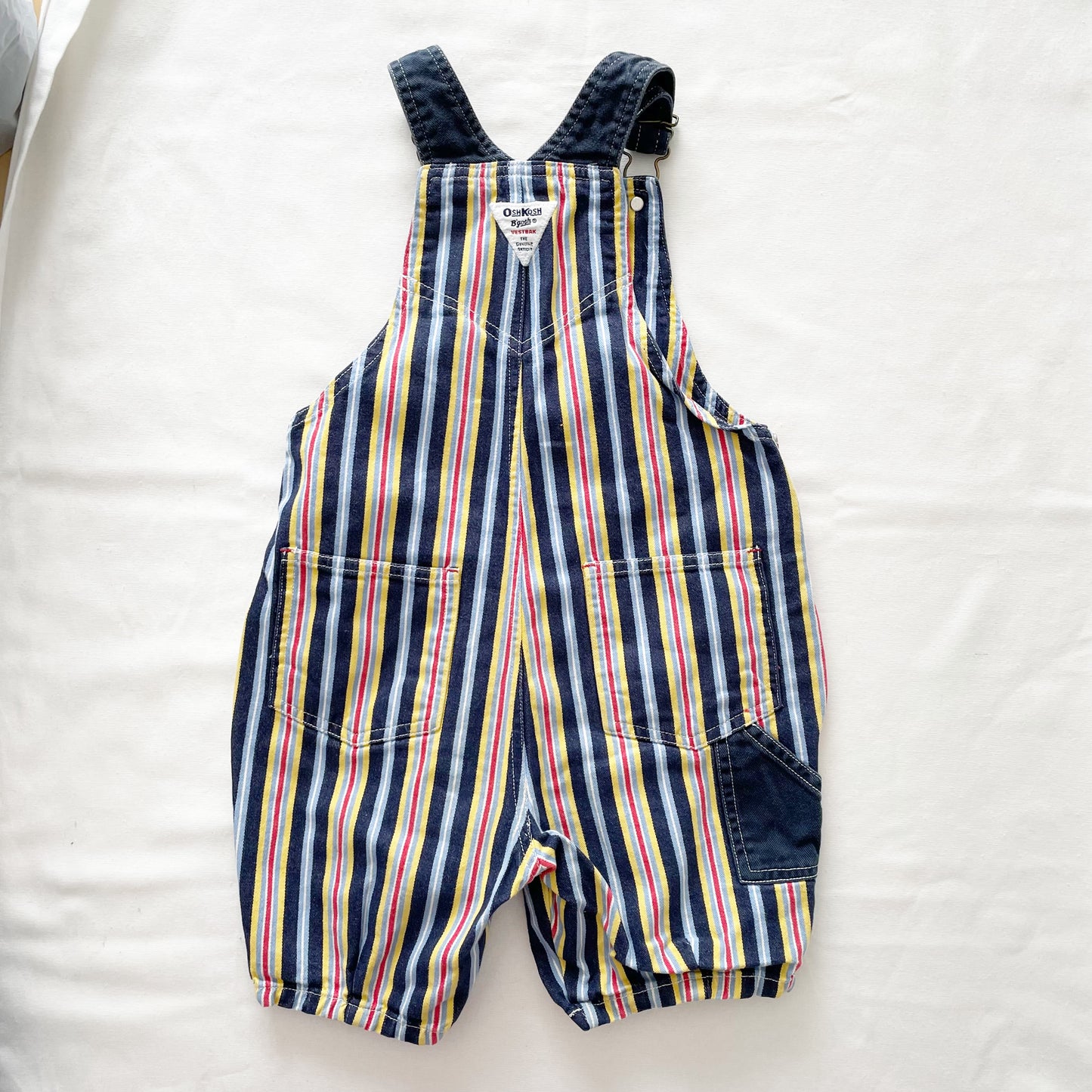 OshKosh Striped Baggy Shortalls - Yellow Clover Vintage Kids Clothes