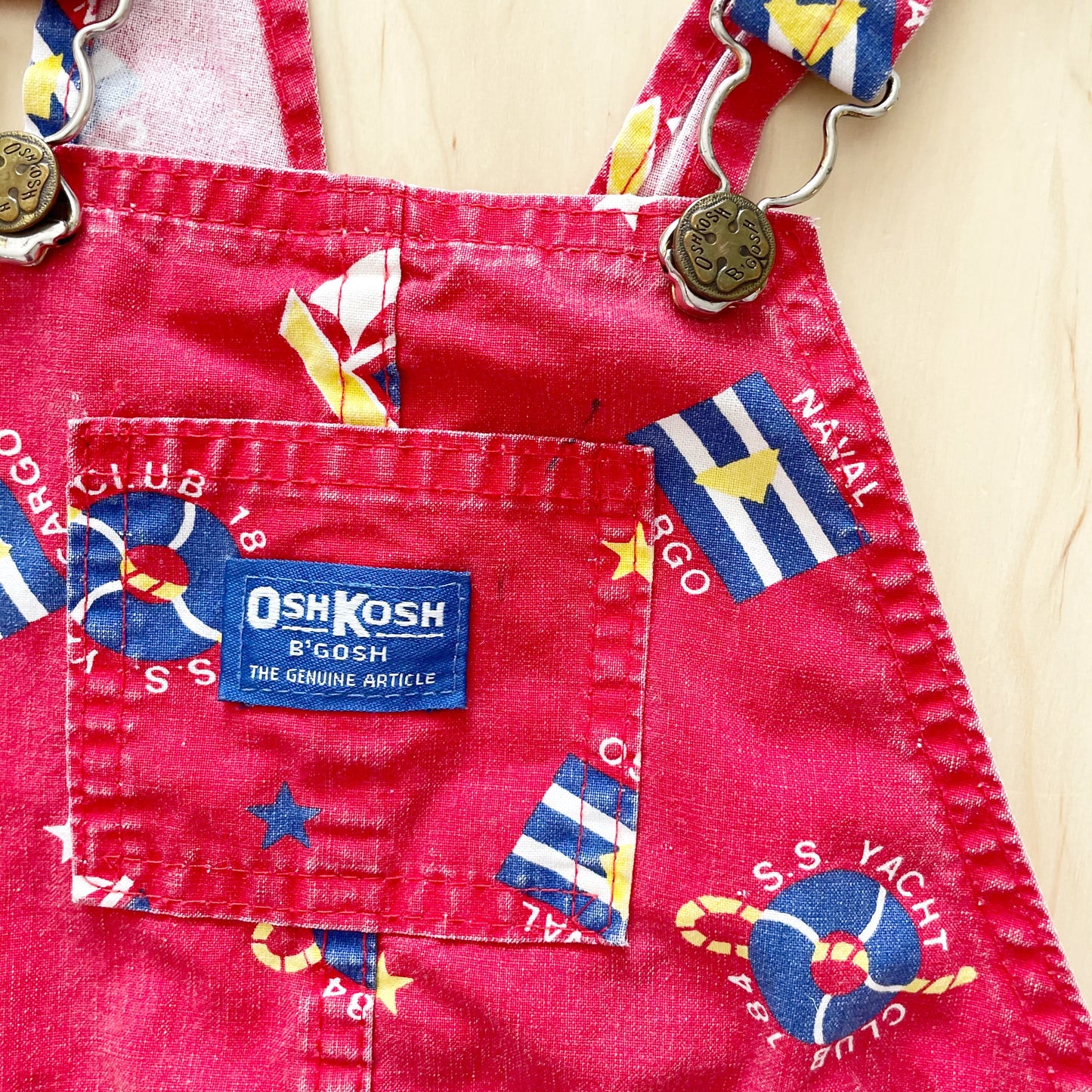 OshKosh Nautical Red Shortalls - Yellow Clover Vintage Kids Clothes