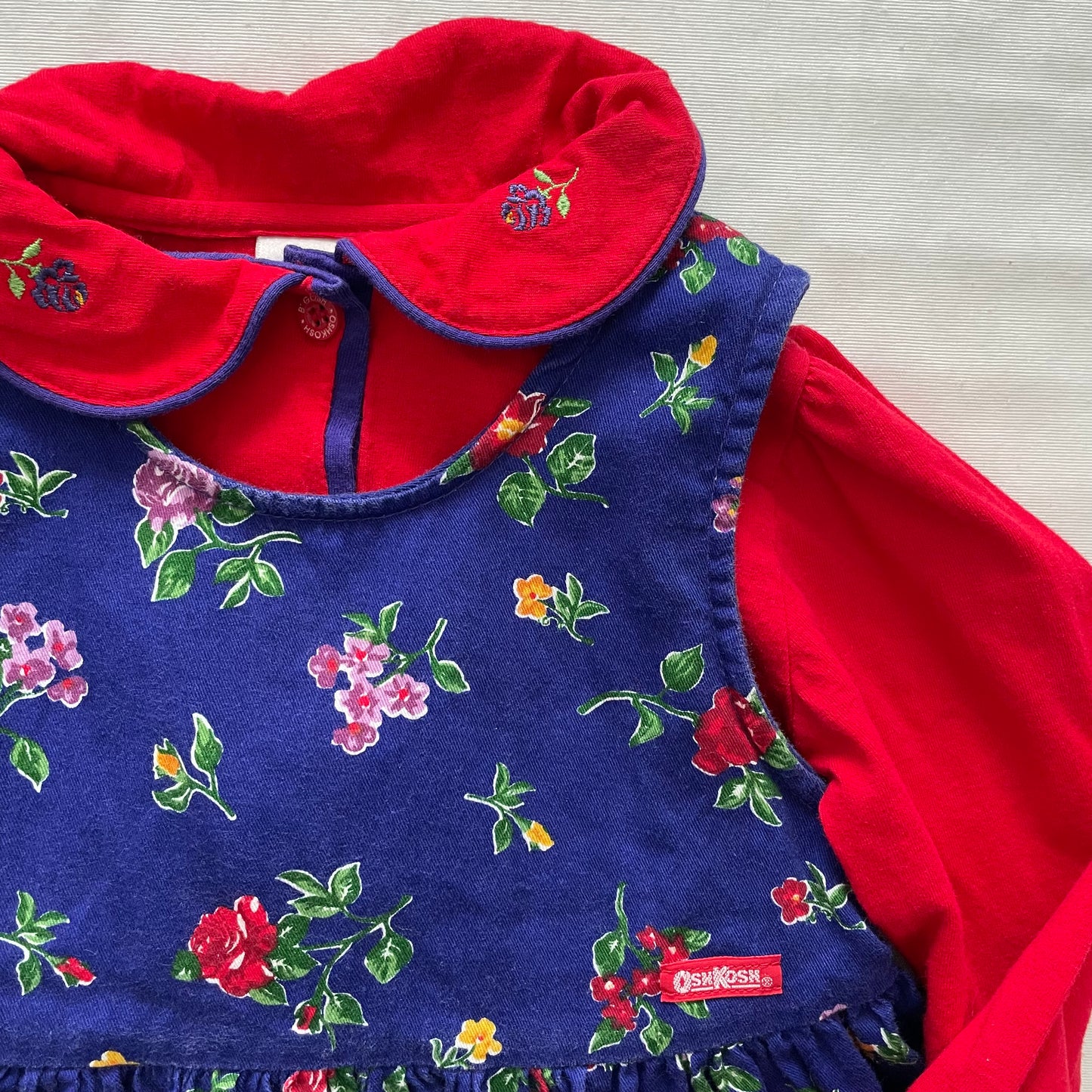 OshKosh Royal Blue Floral Dress Set - Yellow Clover Vintage Kids Clothes