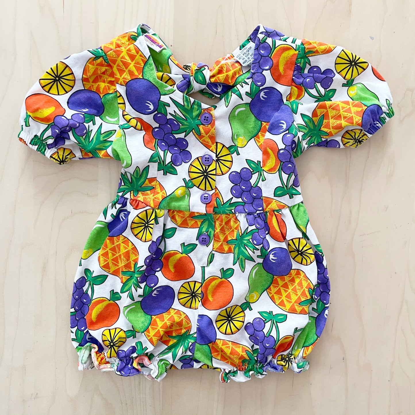 Vintage Fruit Print Romper - Yellow Clover Vintage Kids Clothes