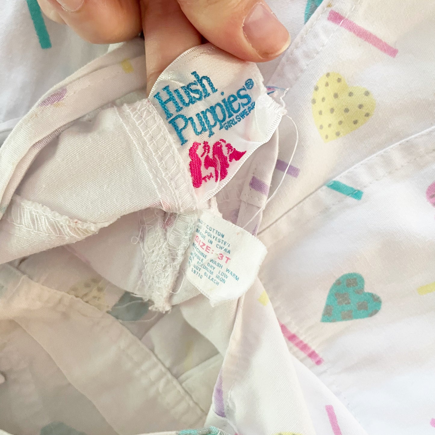 Hush Puppies Heart Print Overalls - Yellow Clover Vintage Kids Clothes