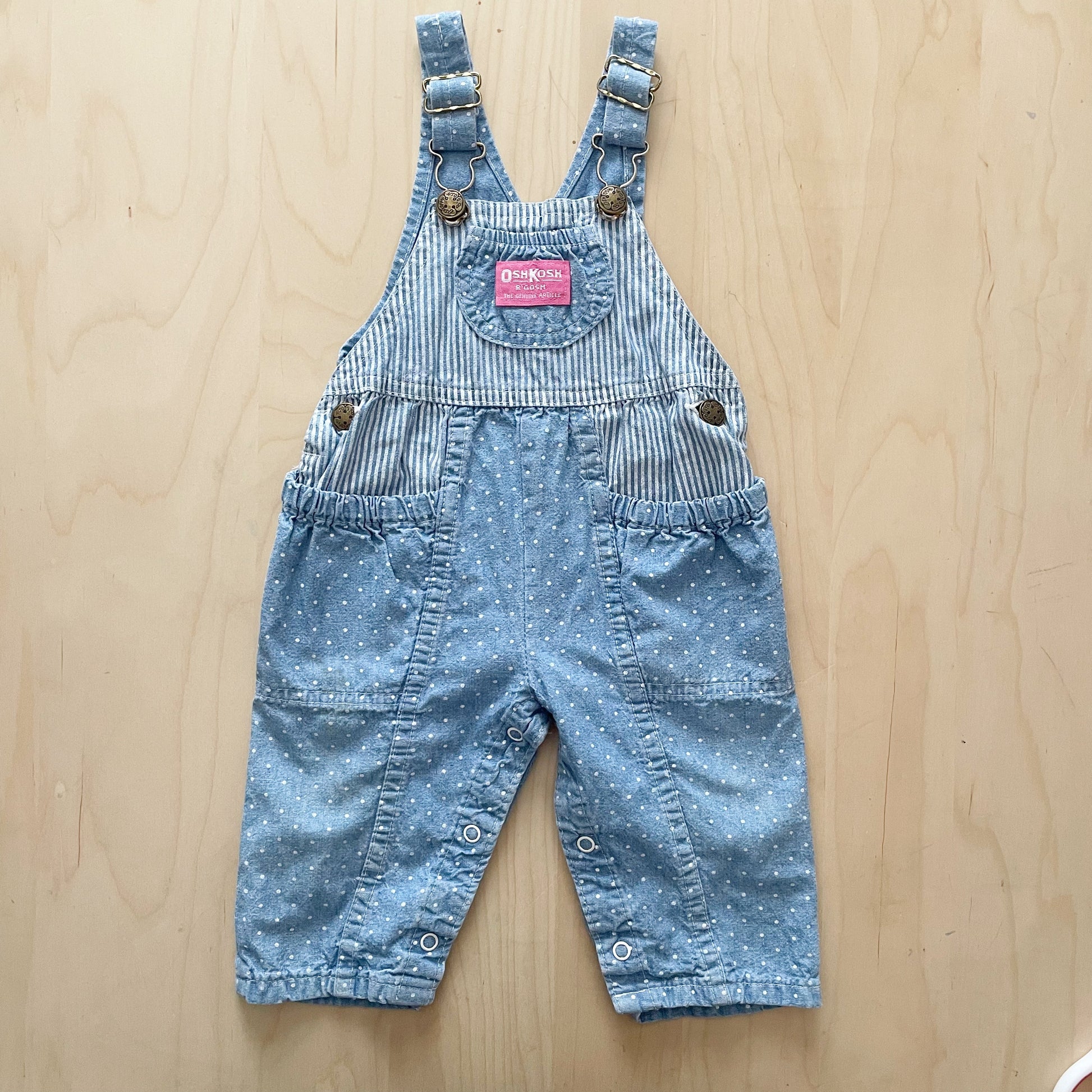 OshKosh Stripes and Dots Overalls - Yellow Clover Vintage Kids Clothes