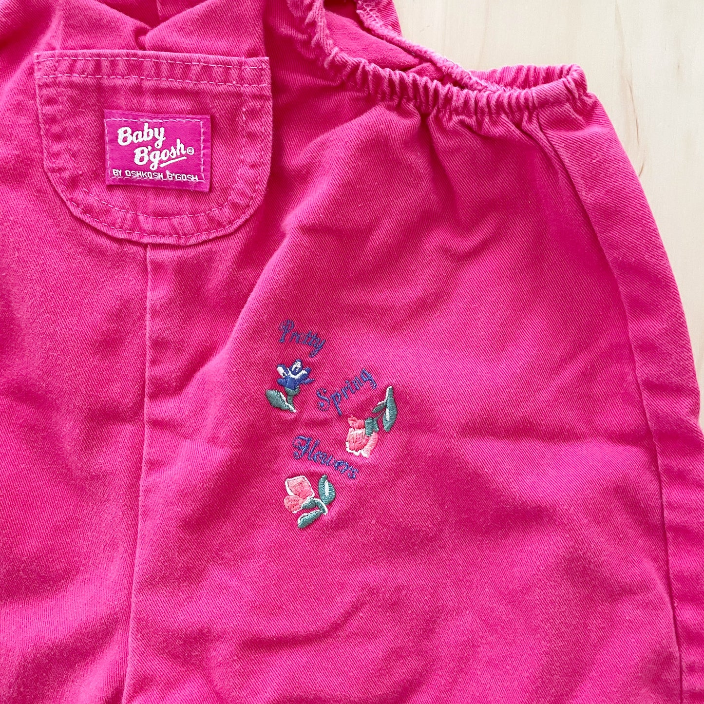 Baby B’gosh Flower Embroidery Bubble Overalls - Yellow Clover Vintage Kids Clothes