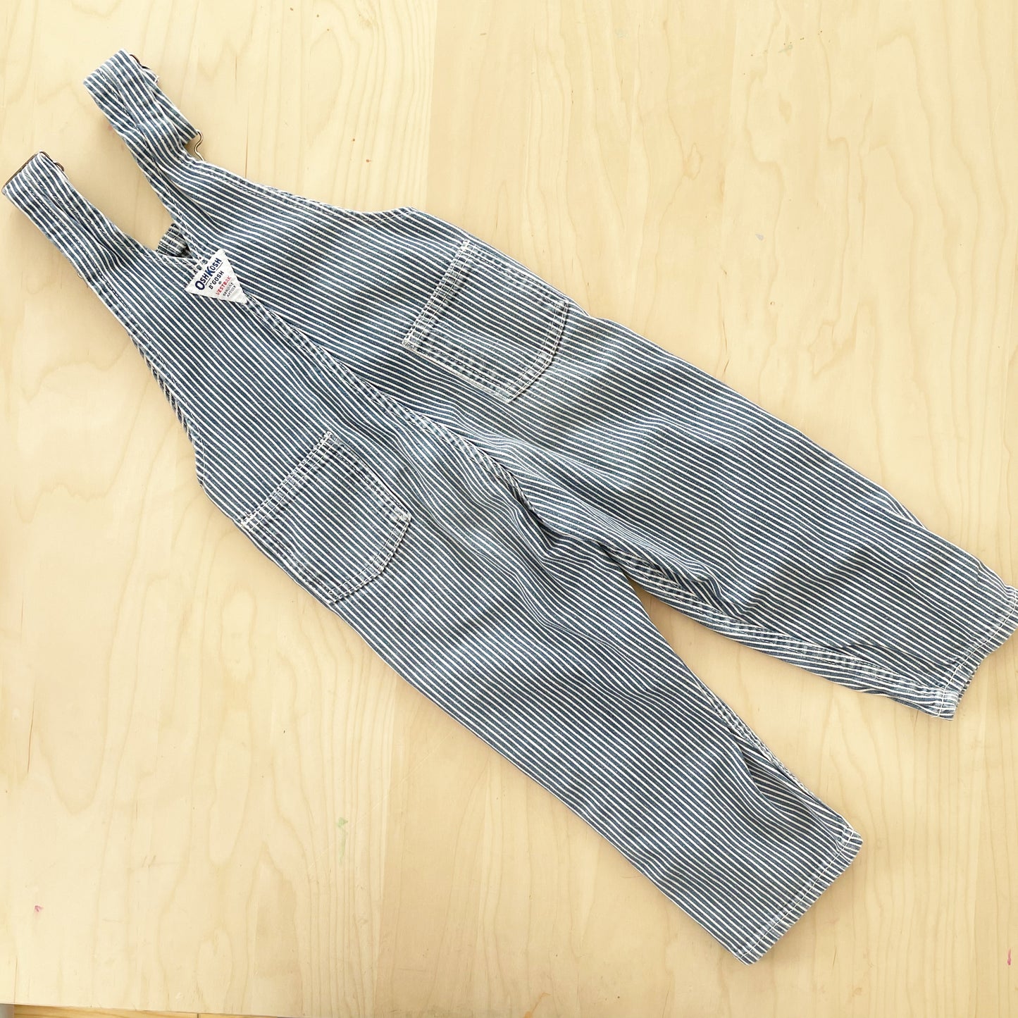 OshKosh Classic Hickory Stripe Overalls - Yellow Clover Vintage Kids Clothes
