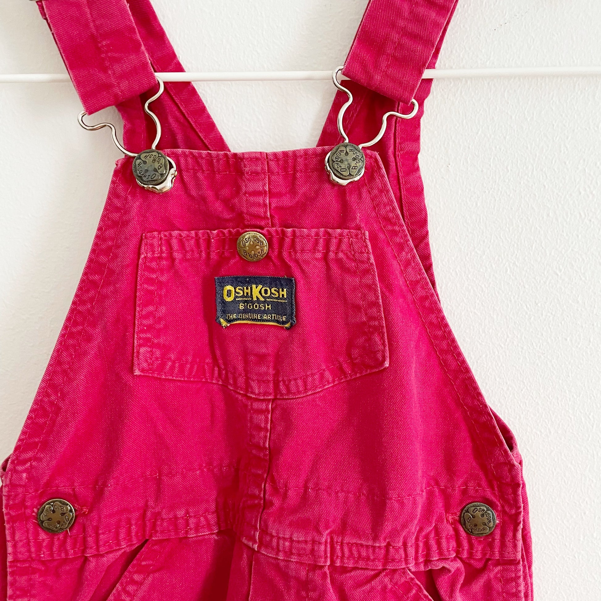 OshKosh Red Twill Overalls - Yellow Clover Vintage Kids Clothes