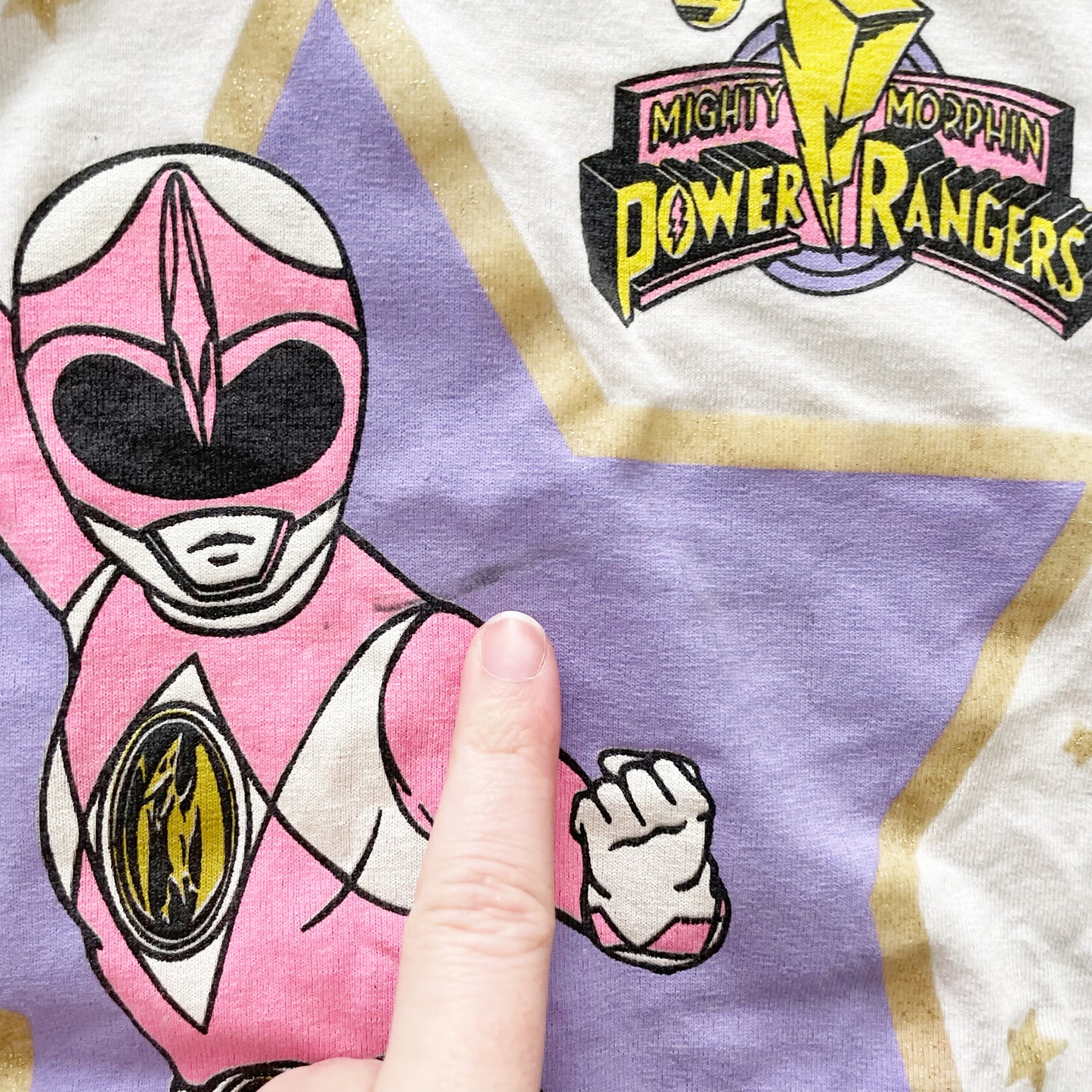 Power Rangers Kimberly Glitter Star Tee - Yellow Clover Vintage Kids Clothes