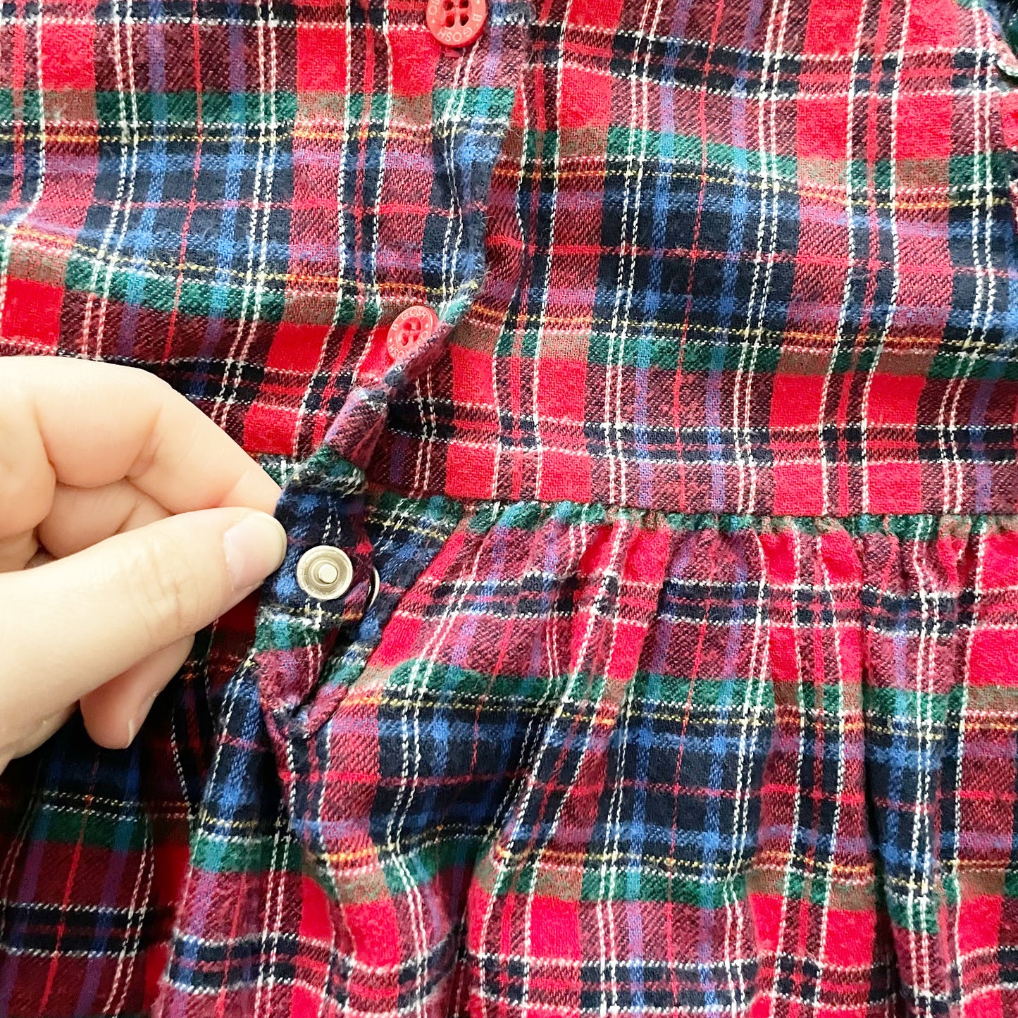 OshKosh Bow Collar Plaid Flannel Dress - Yellow Clover Vintage Kids Clothes
