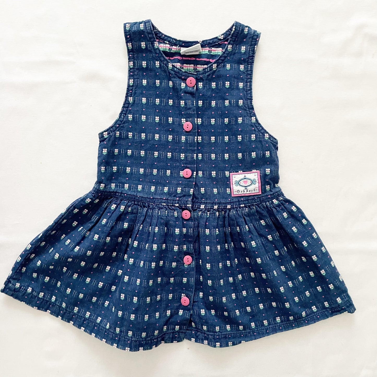 OshKosh Flower Woven Sleeveless Dress - Yellow Clover Vintage Kids Clothes