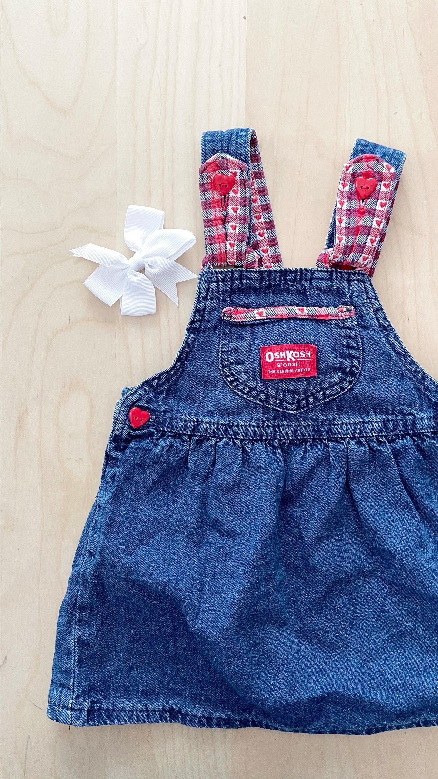 Vintage OshKosh Heart Woven Plaid Bow Back Skirtall