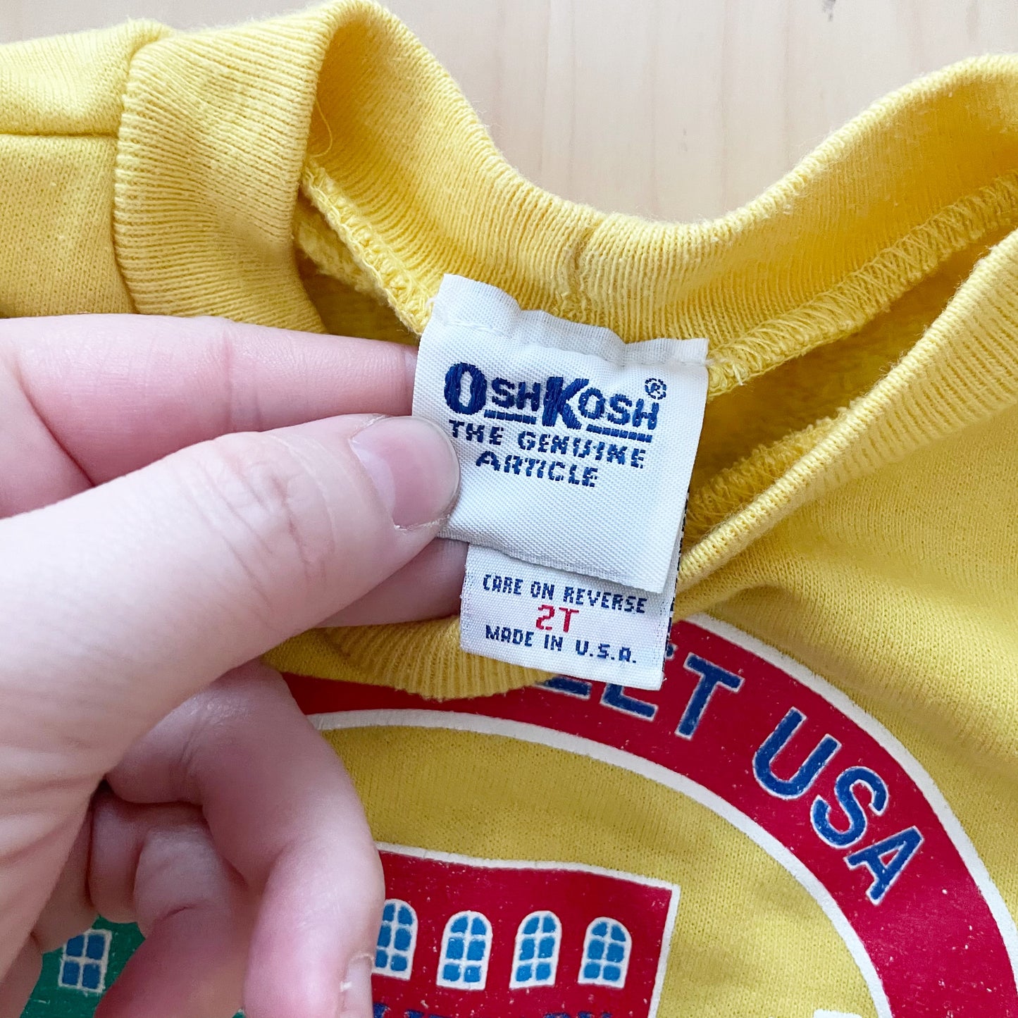 OshKosh Main Street Graphic Sweatshirt - Yellow Clover Vintage Kids Clothes