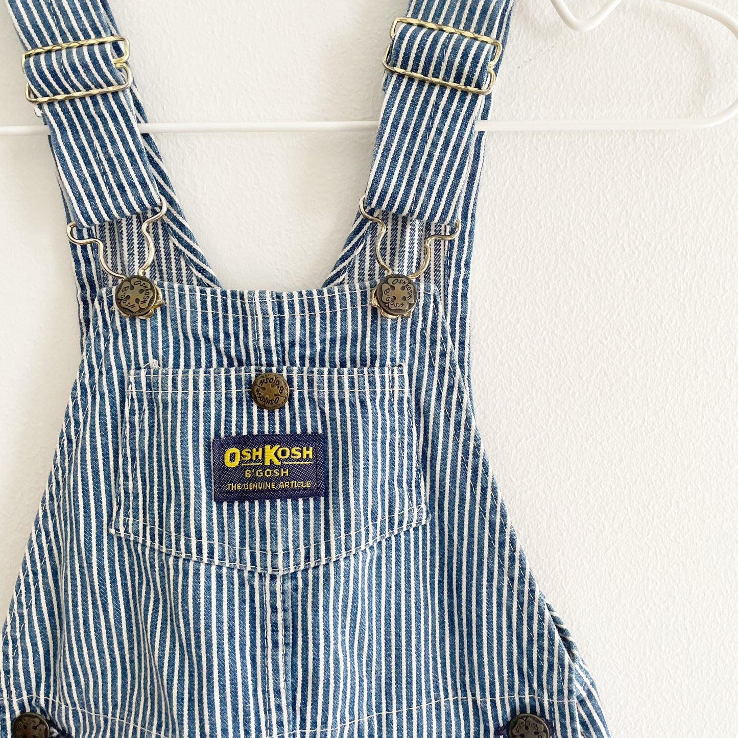 OshKosh Classic Hickory Stripe Overalls - Yellow Clover Vintage Kids Clothes
