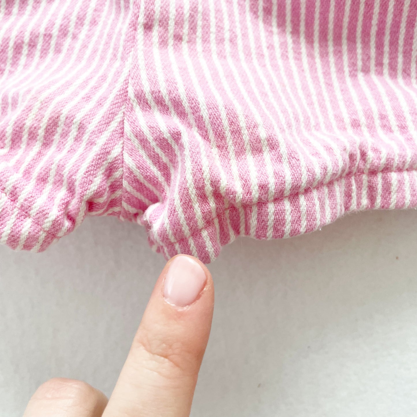 OshKosh Light Pink Hickory Stripe Bubble Shortalls