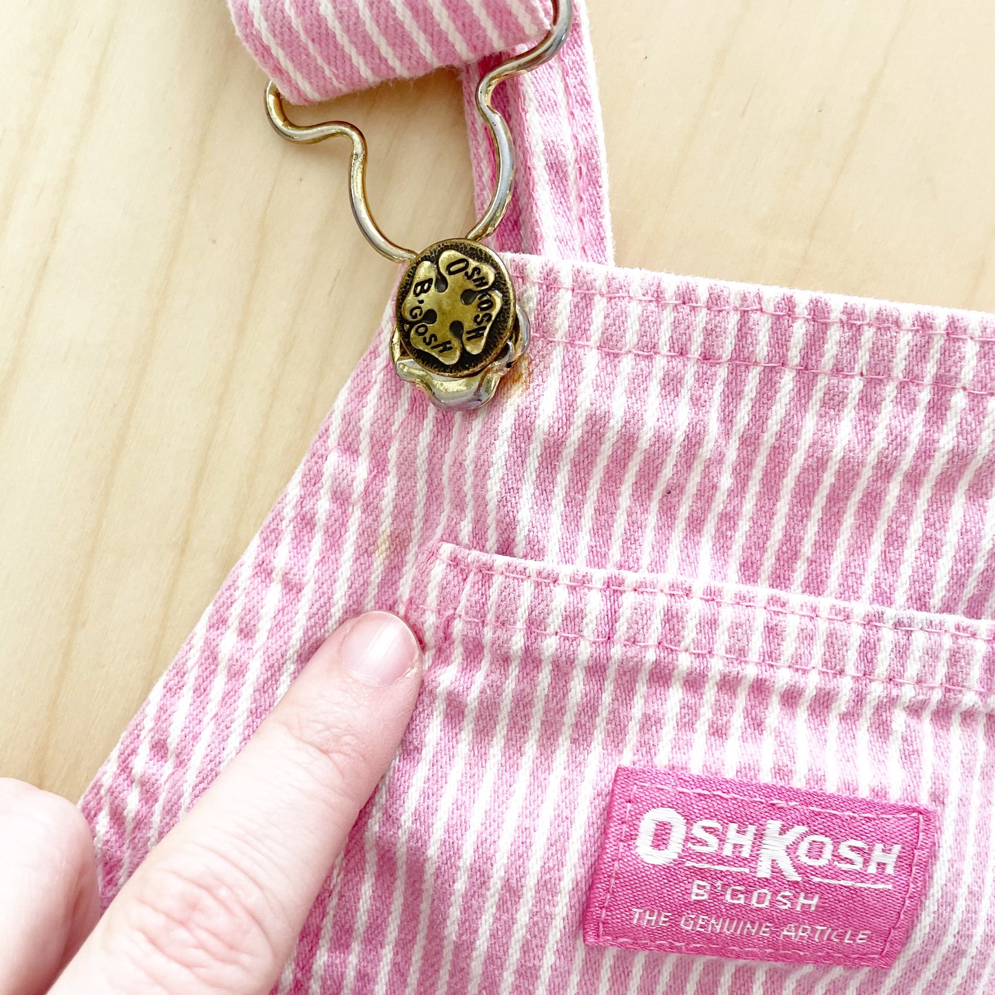 OshKosh Pink Engineer Stripe Shortalls - Yellow Clover Vintage Kids Clothes