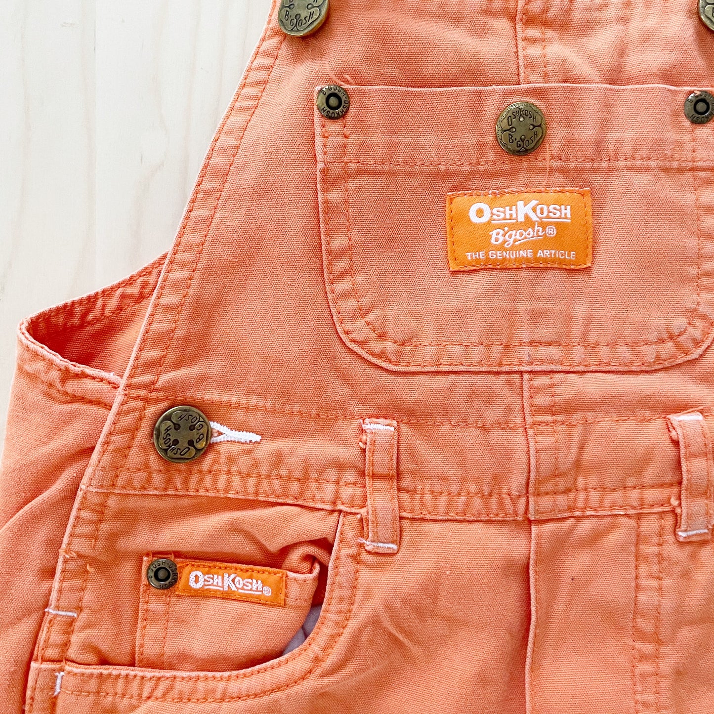 OshKosh Orange Baggy Cut Shortalls - Yellow Clover Vintage Kids Clothes