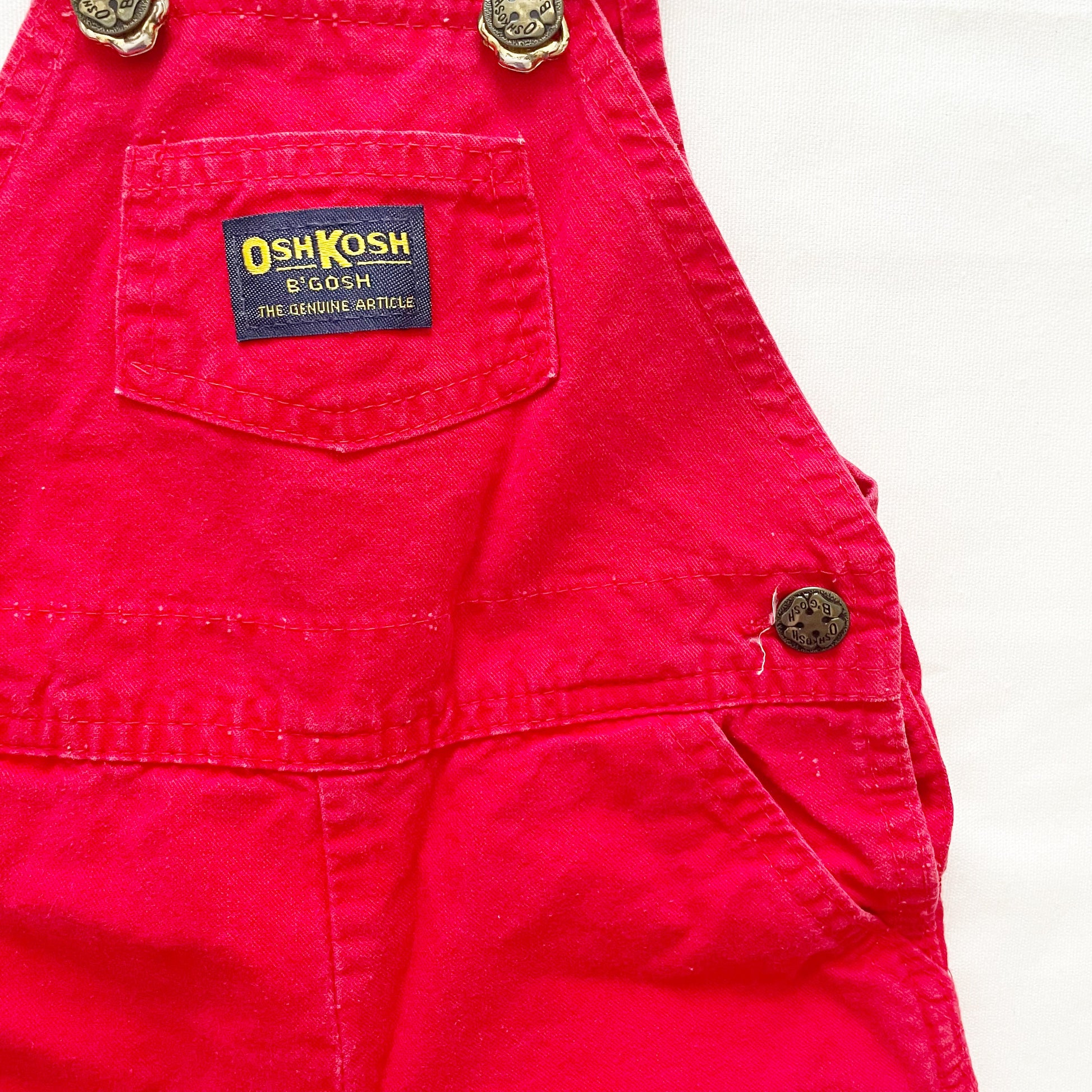 OshKosh Red Classic Cut Overalls - Yellow Clover Vintage Kids Clothes