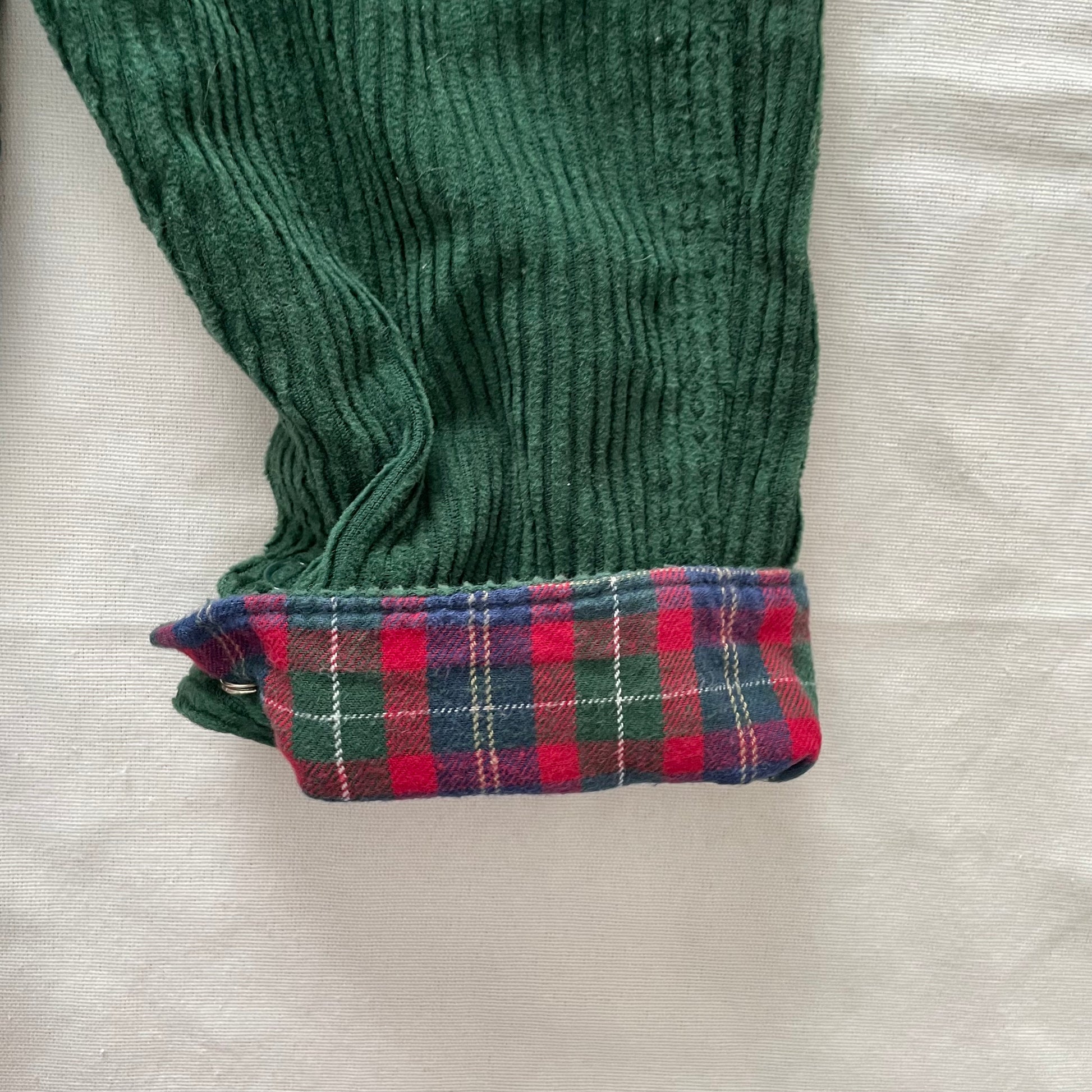 OshKosh Chunky Cord Overalls with Plaid Accents - Yellow Clover Vintage Kids Clothes