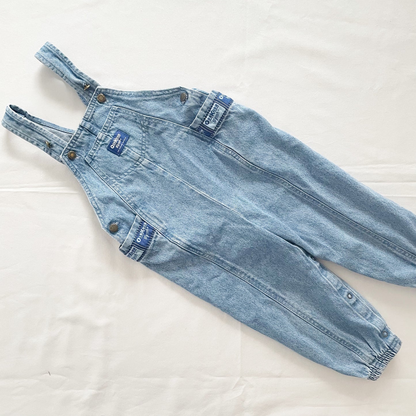 OshKosh Denim Logo Trim Bubble Overalls - Yellow Clover Vintage Kids Clothes