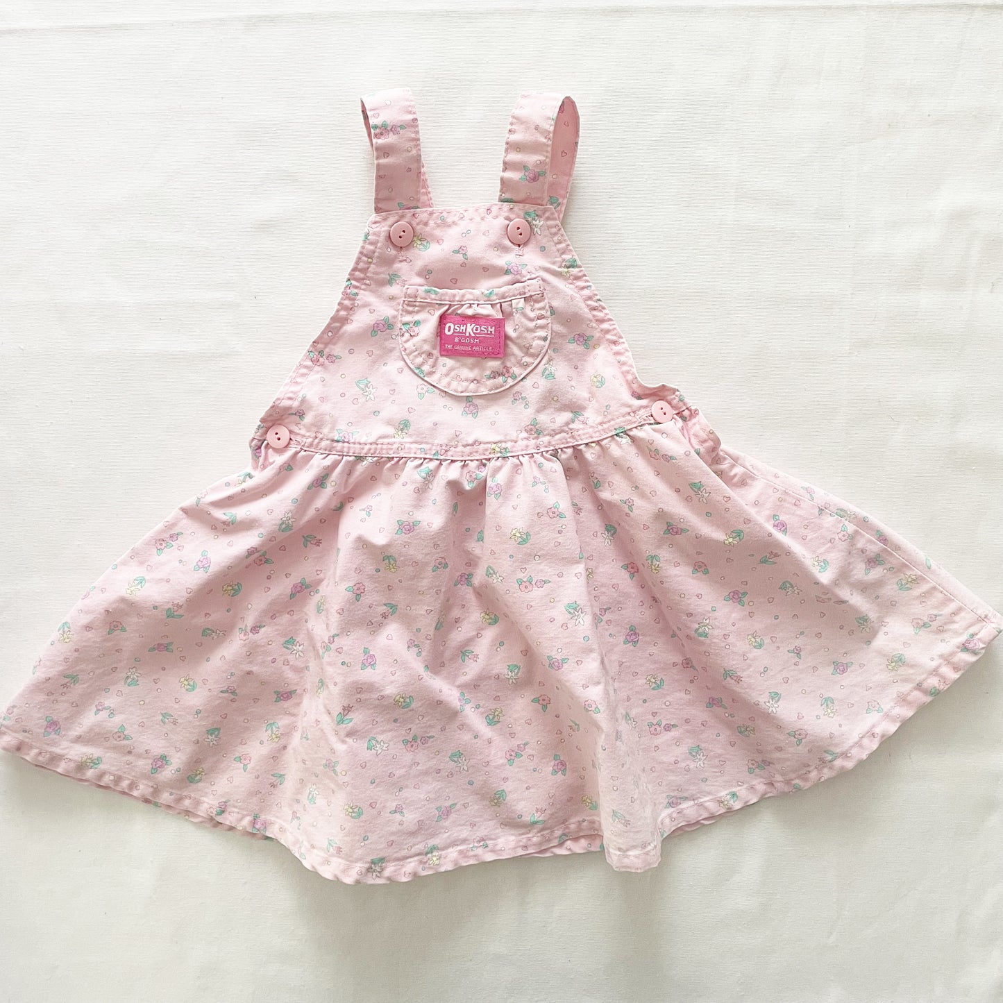 OshKosh Light Pink Floral Print Skirtall - Yellow Clover Vintage Kids Clothes