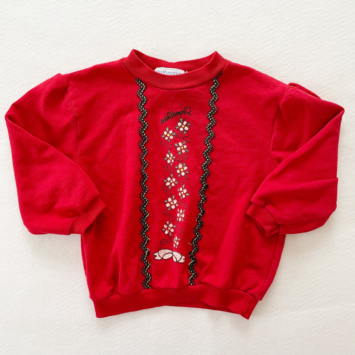 OshKosh Flower Ribbon Appliqué Sweatshirt - Yellow Clover Vintage Kids Clothes