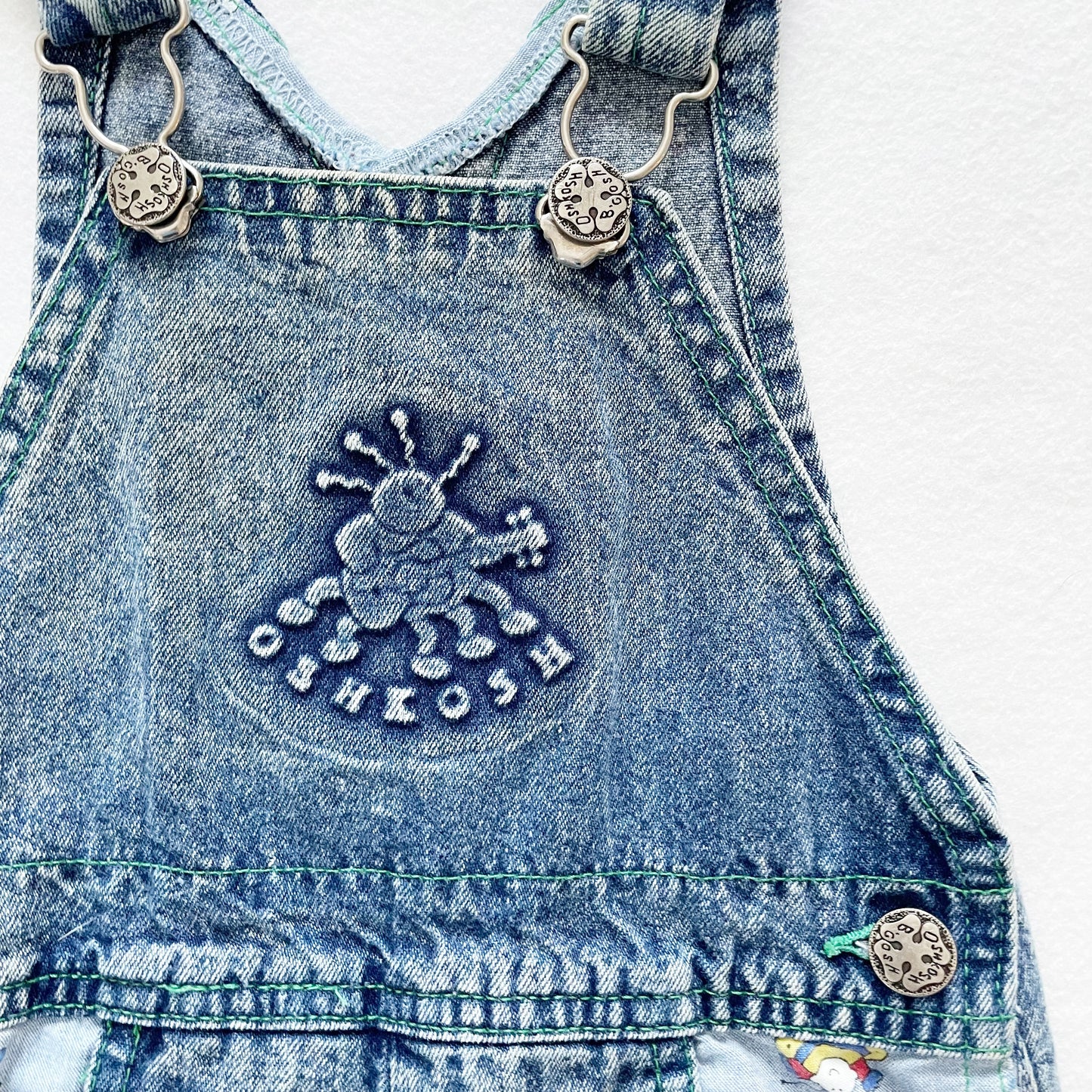 OshKosh Acid Wash Bug Overalls - Yellow Clover Vintage Kids Clothes