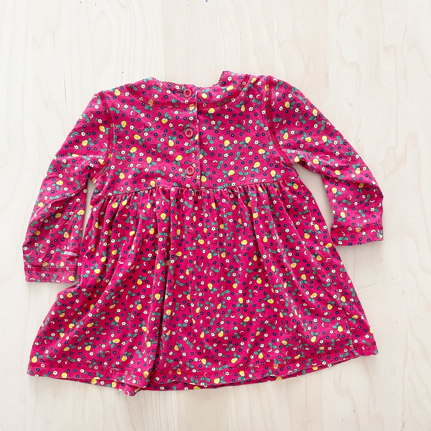 OshKosh Pear Floral Jersey Dress - Yellow Clover Vintage Kids Clothes